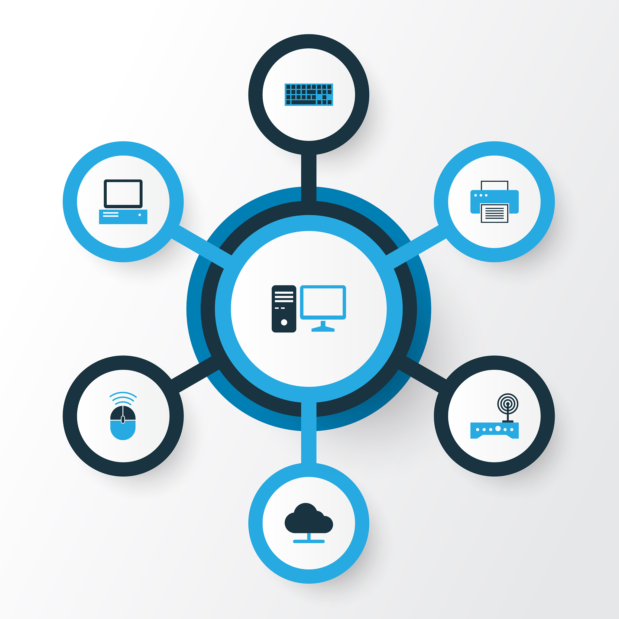 hardware colorful icons set collection of storage