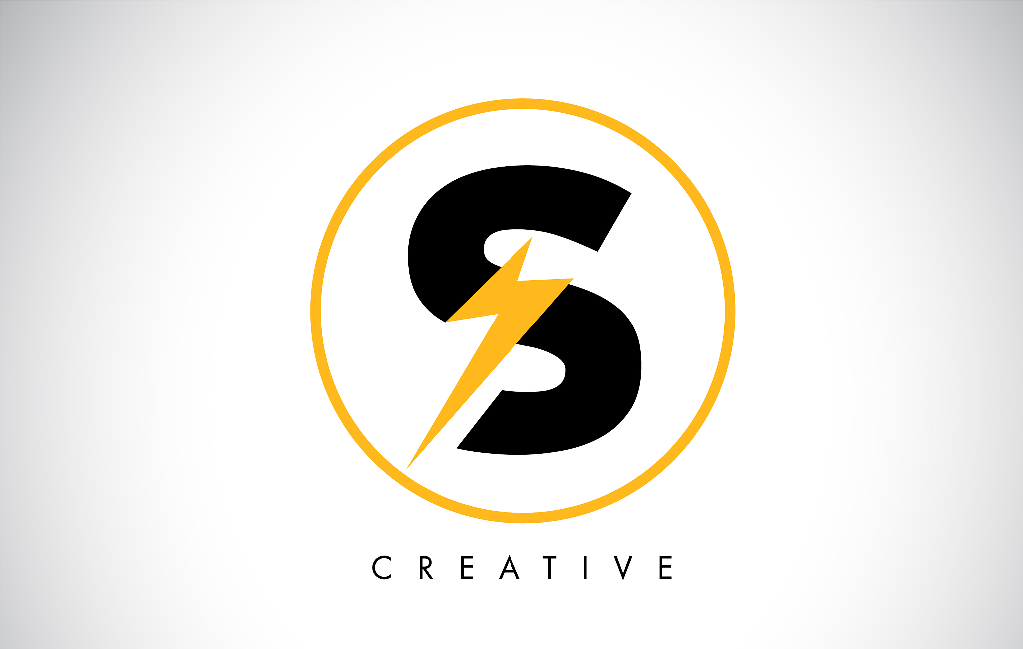 s letter logo design with lighting thunder bolt