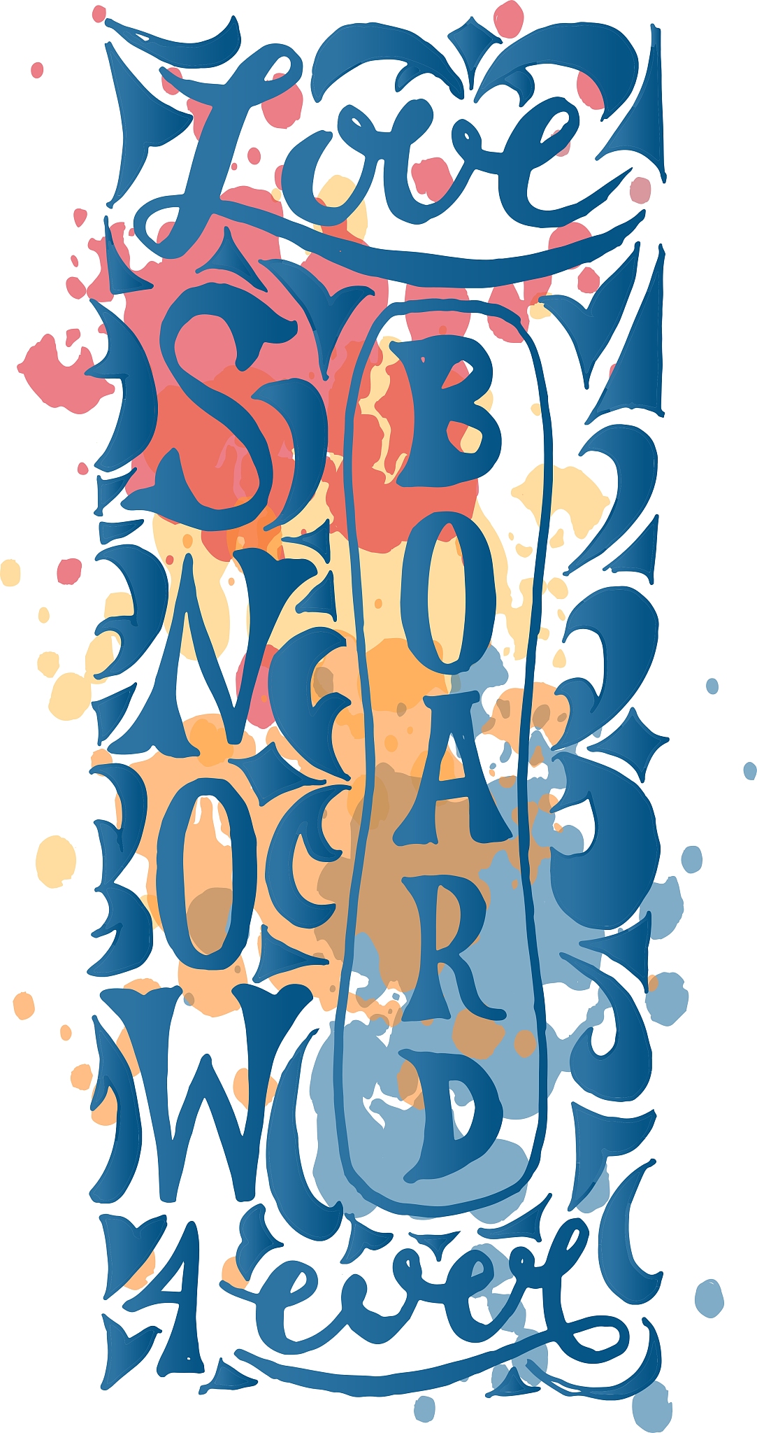 snowboard with hand drawn typography poster