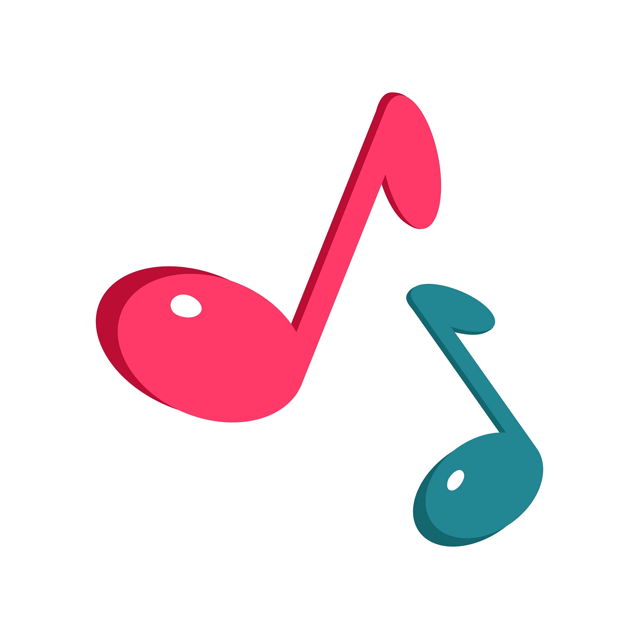 music sign blue and pink notes isolated on white