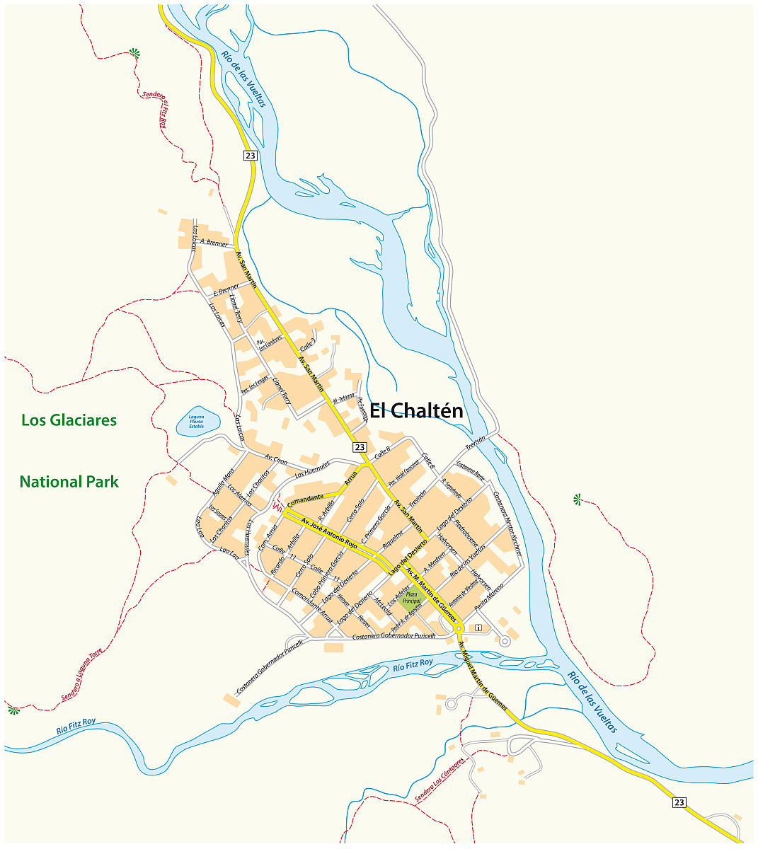 阿根廷城市el chalten地图,圣克鲁兹,阿根廷