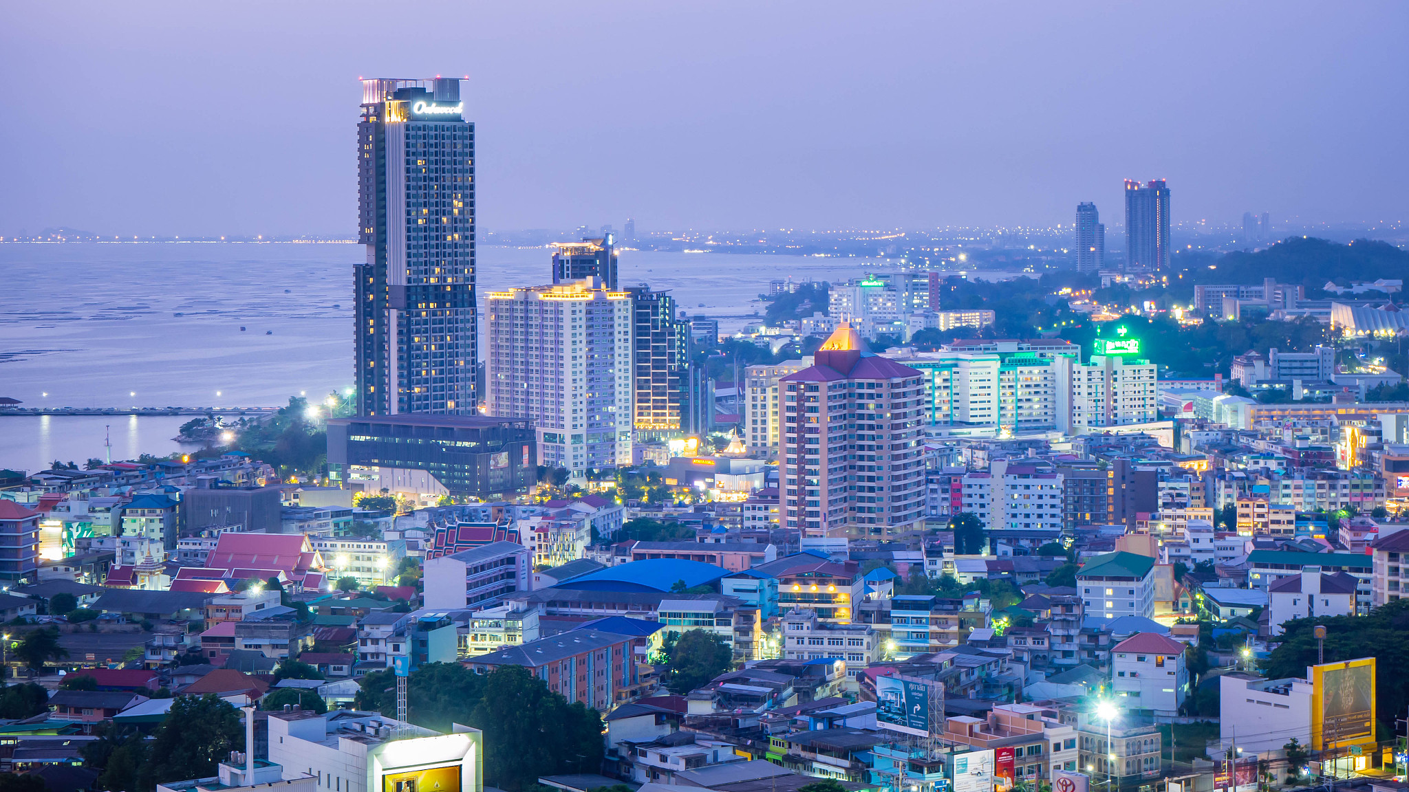 pattaya, chonburi,thailand - may 18,2019 : night scape of the sh