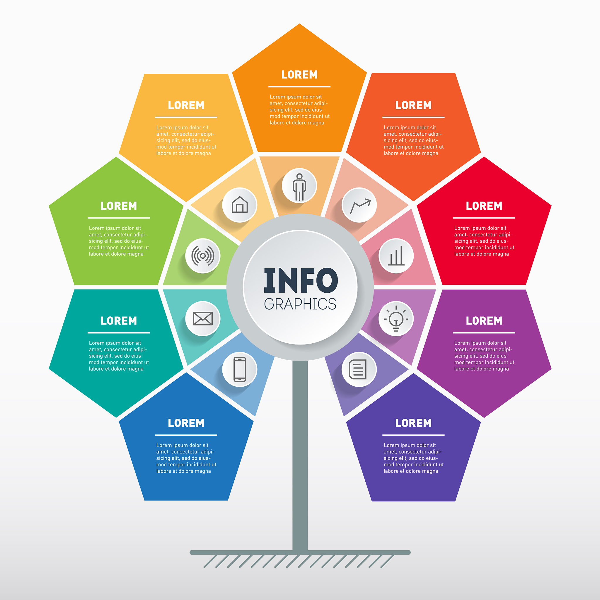 business presentation concept with 9 options web