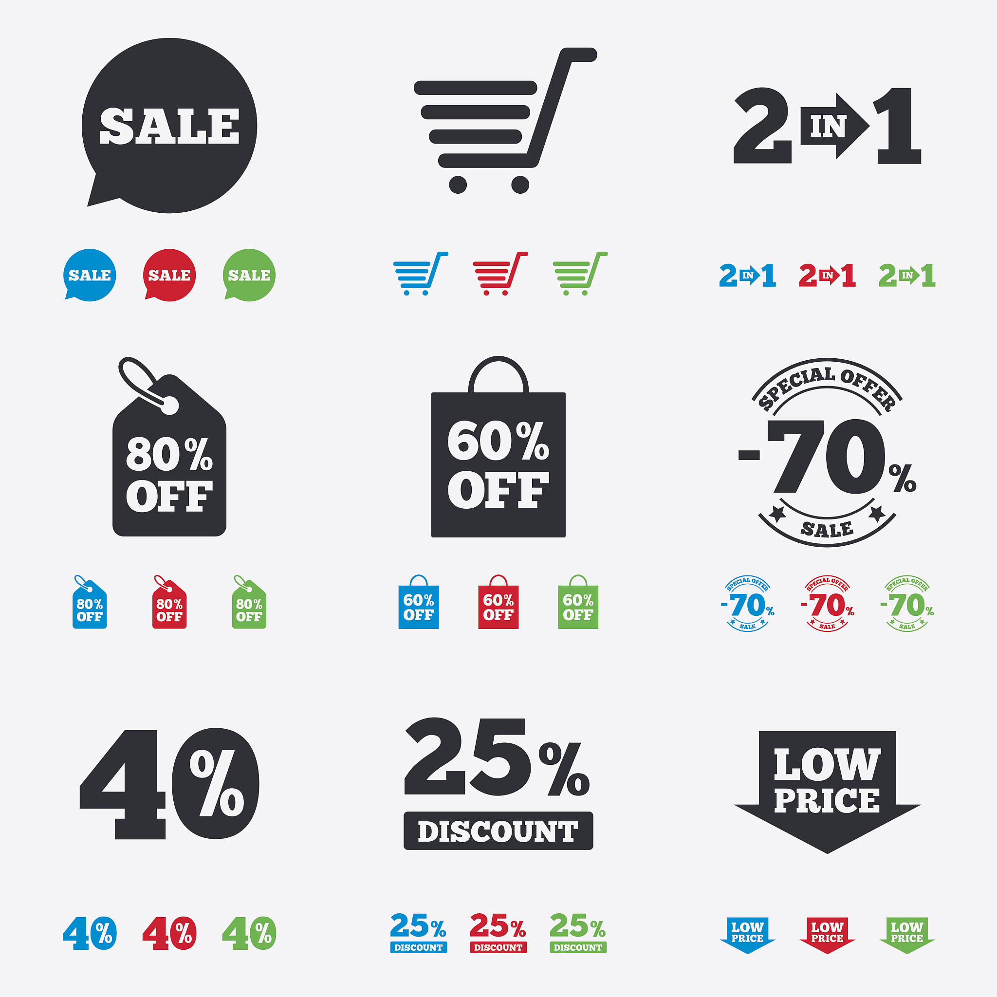 sale discounts icon. shopping, deal signs