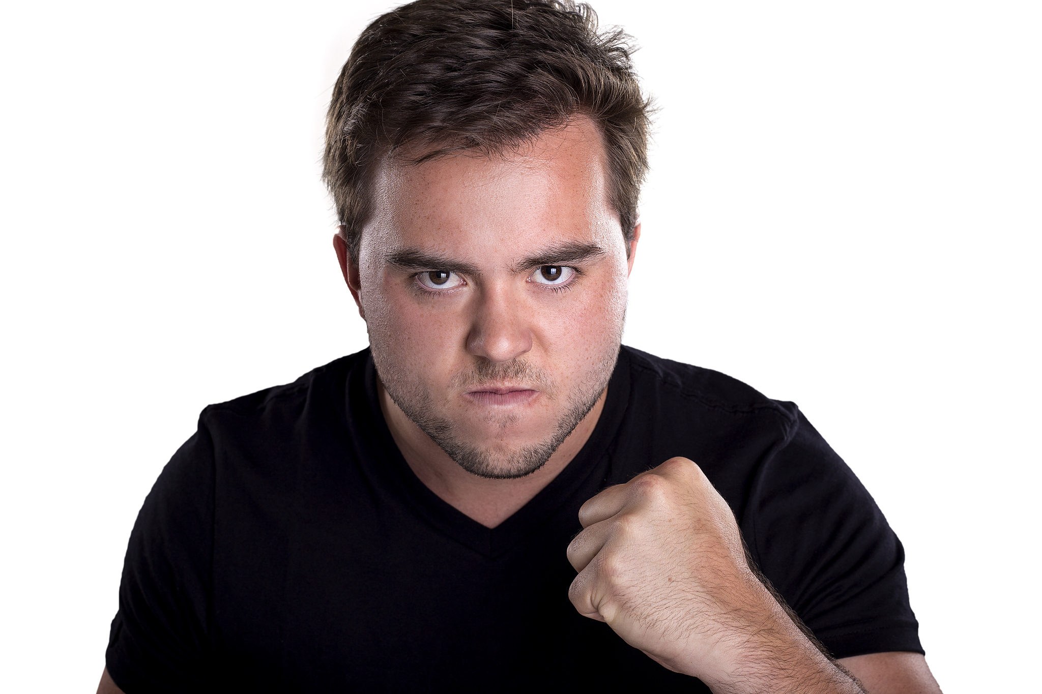 angry male on white background