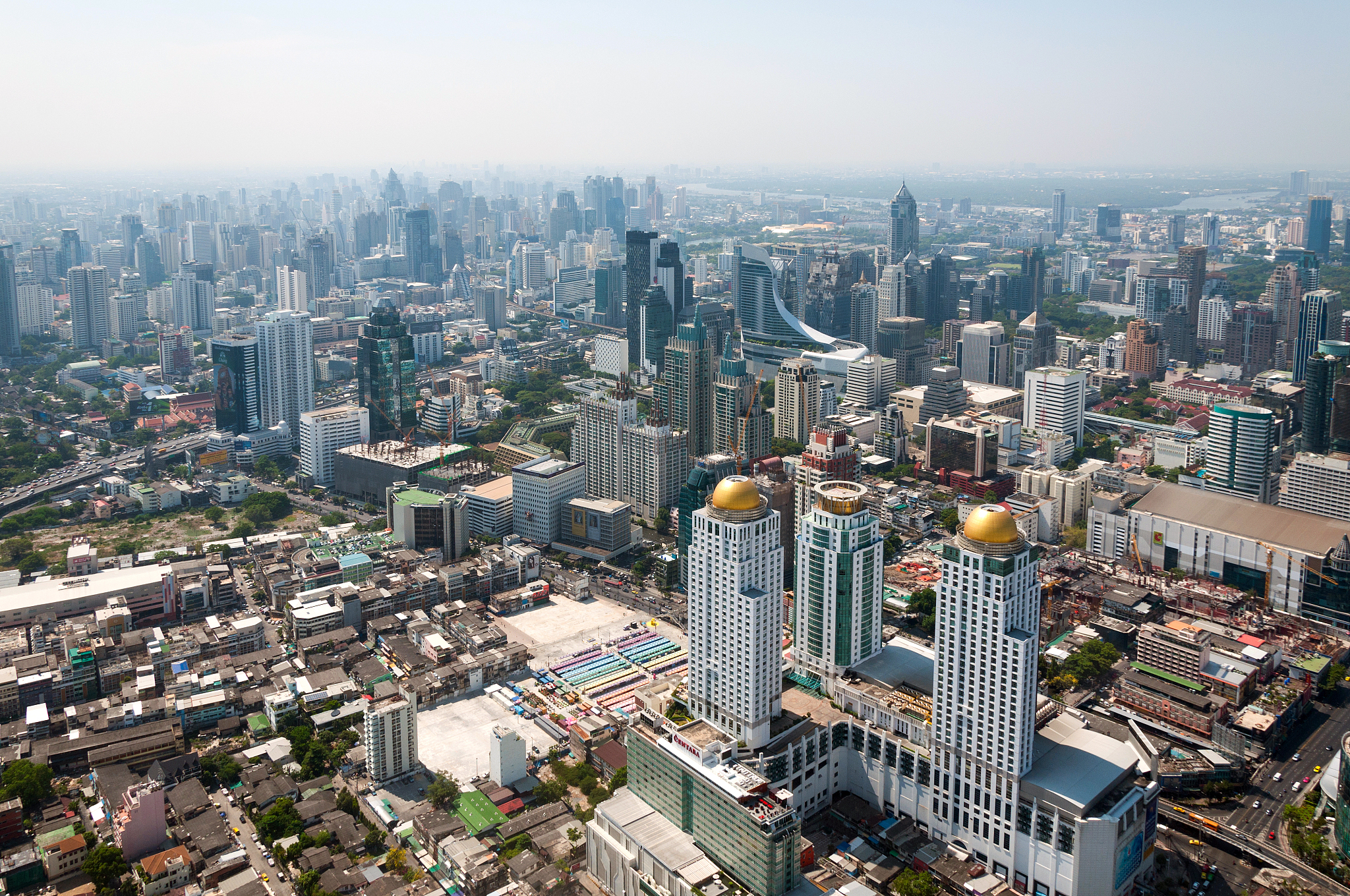 panoramic view of the bangkok from the observation deck, buildin