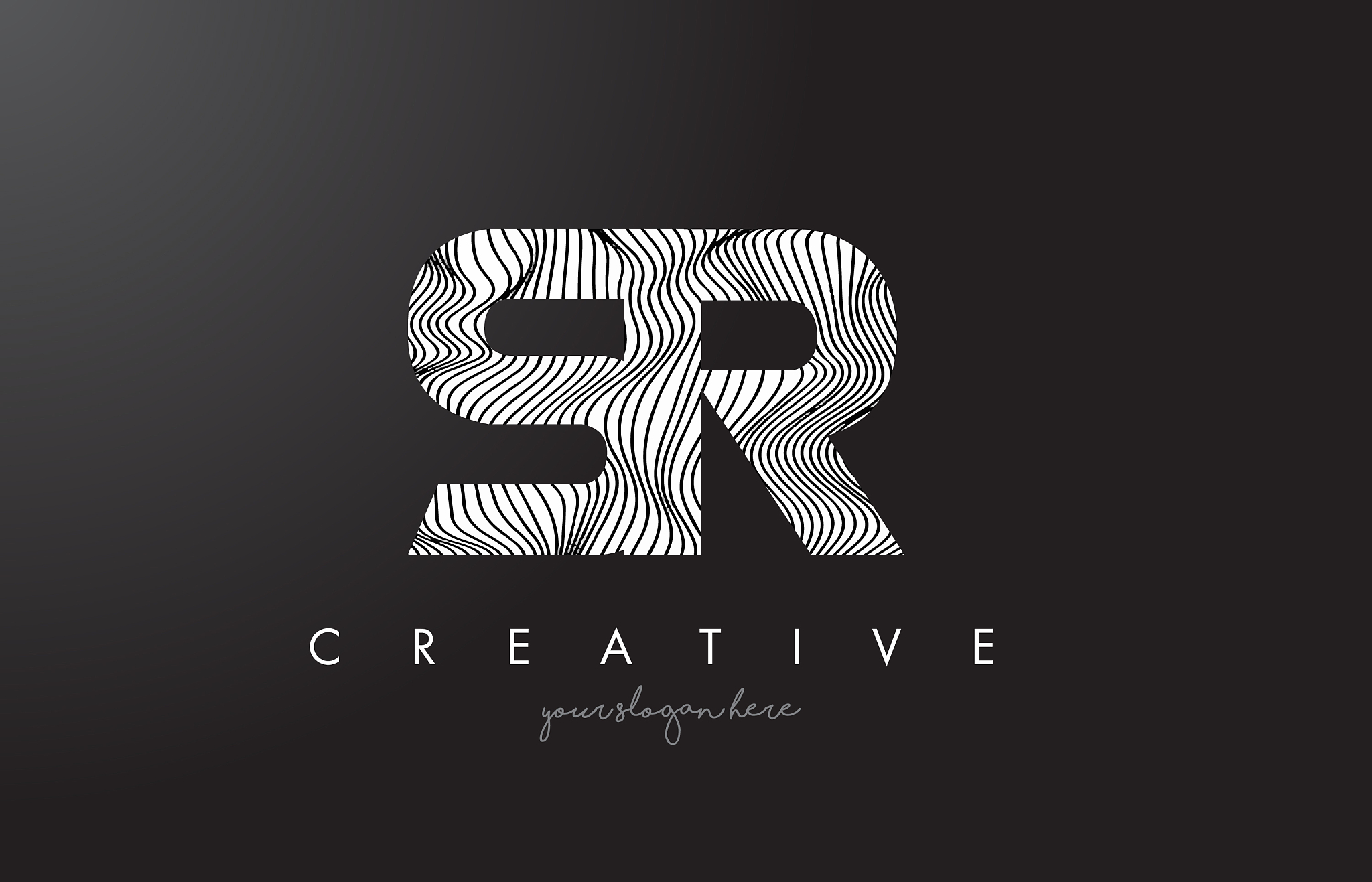 sr s r letter logo with zebra lines texture