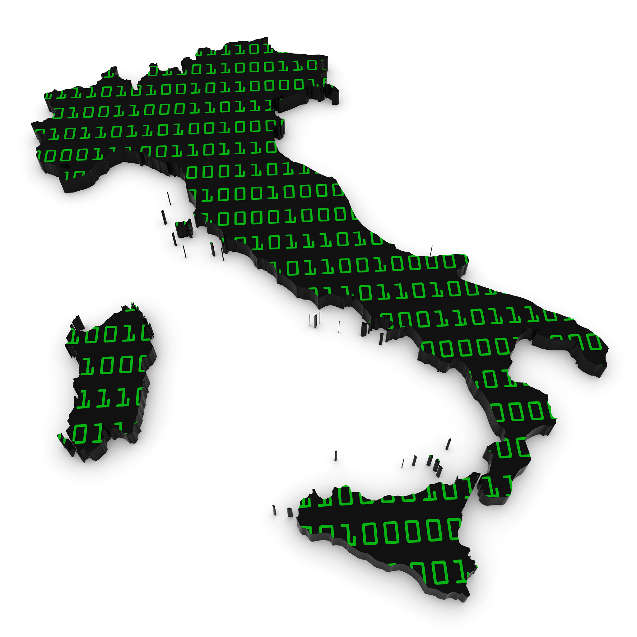 map outline of ital<strong>y</strong> textured with green binary code