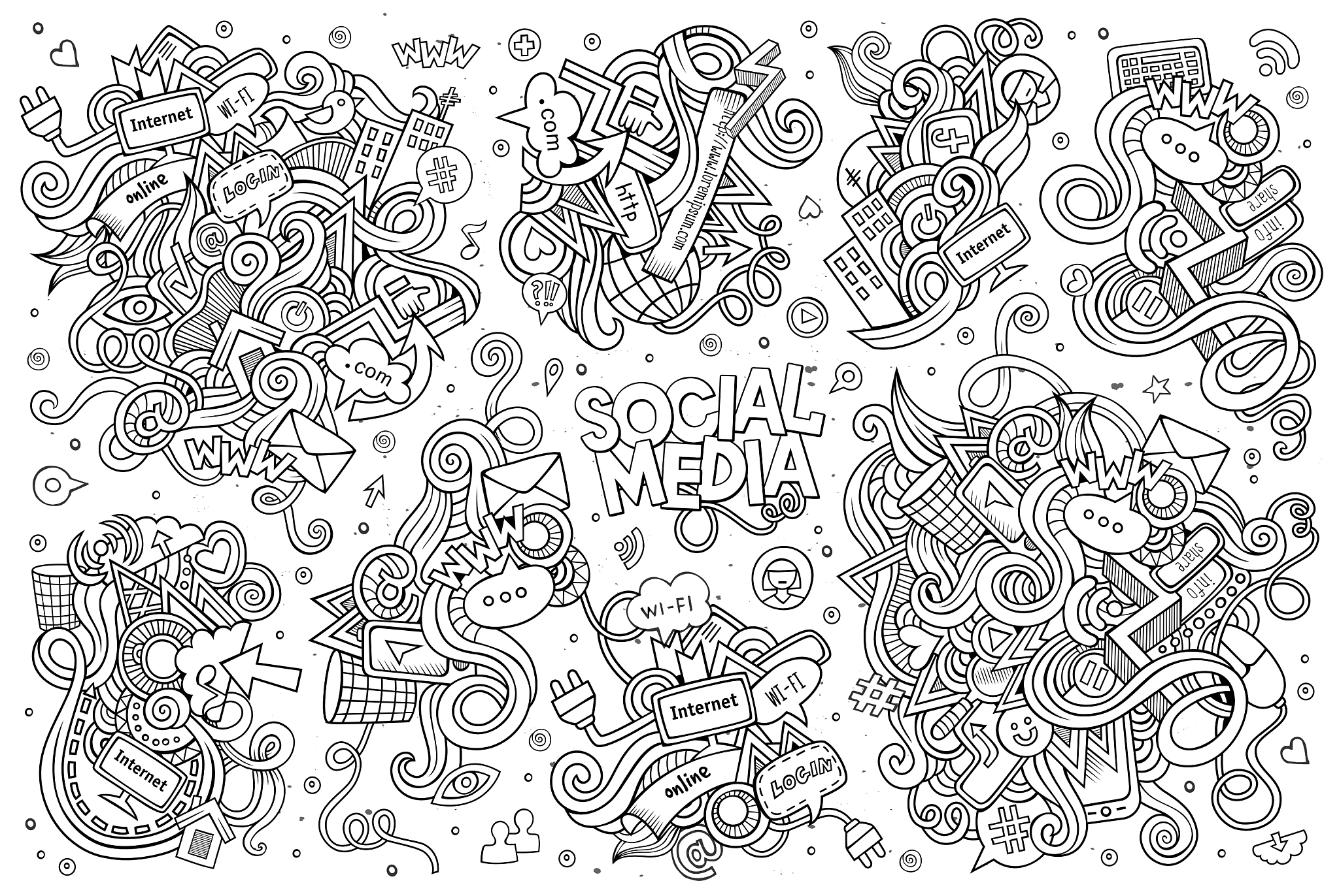sketchy hand drawn doodle cartoon set of