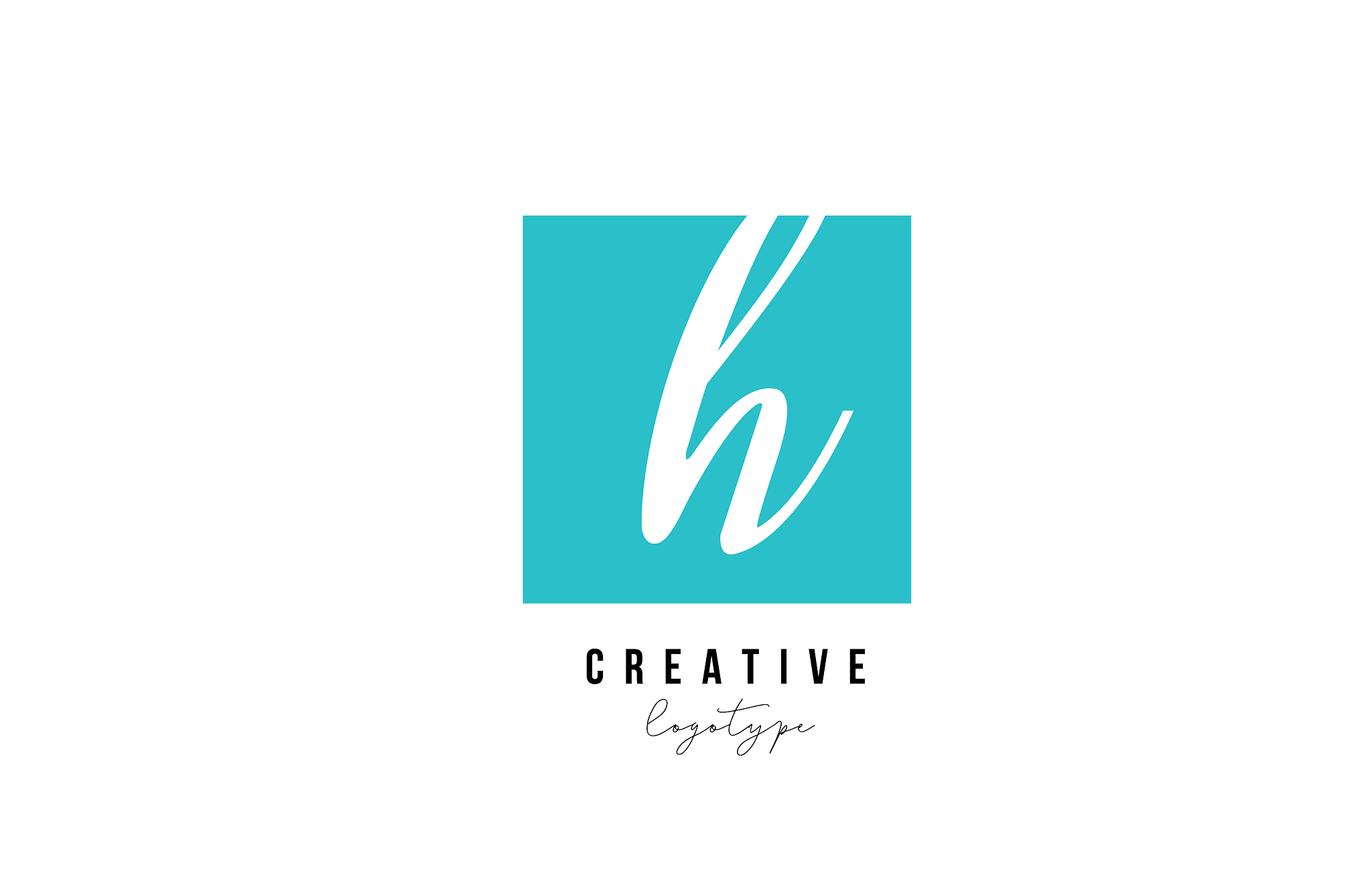 blue h square alphabet letter logo icon design