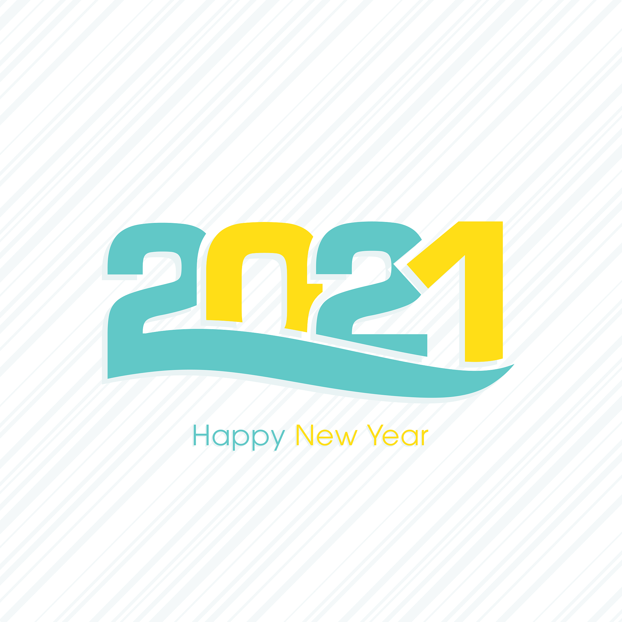 happy new year 2021 text design vector.
