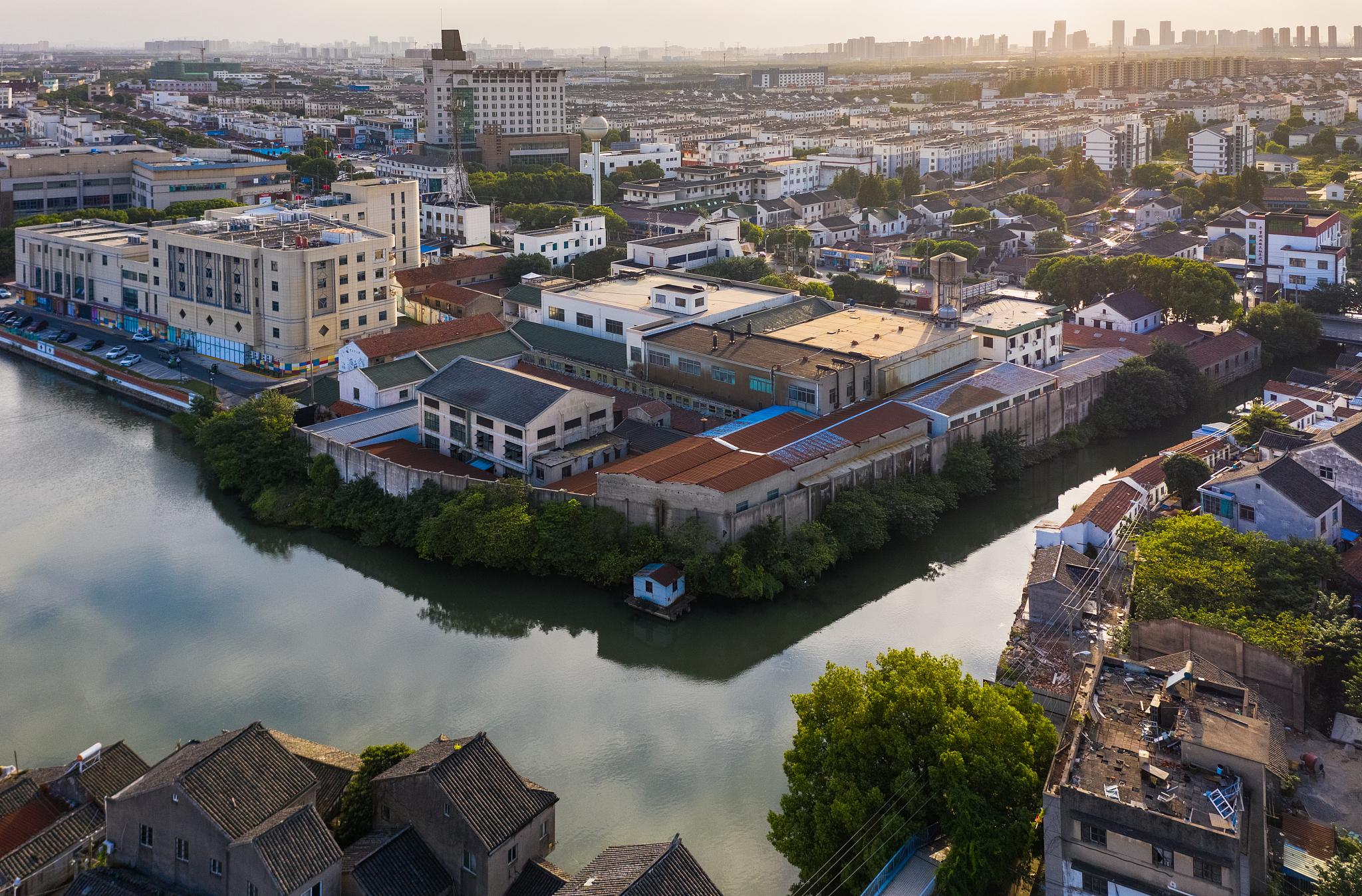 suzhou taiping ancient town aerial scenery. suzhou, china.