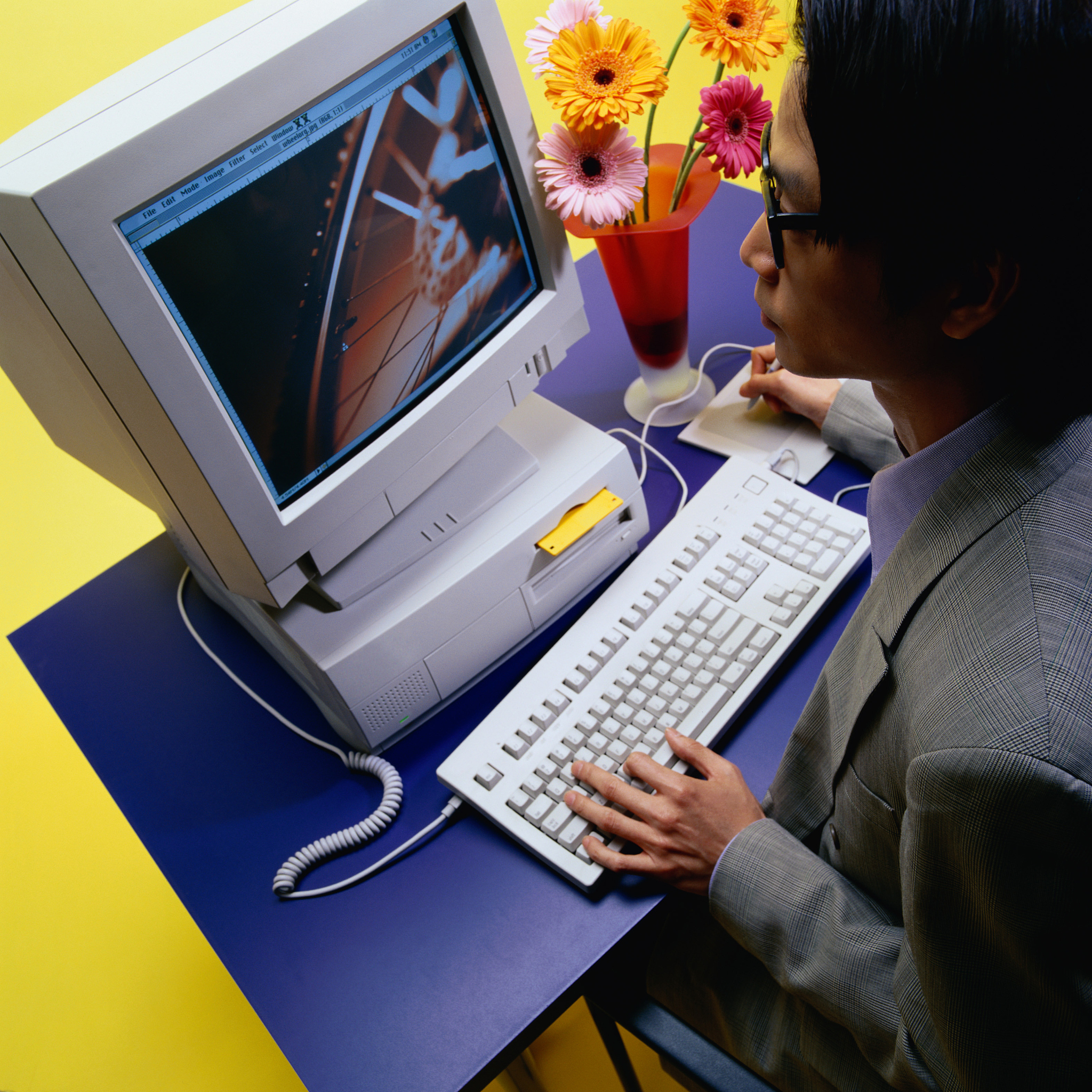 businessman at desk with computer
