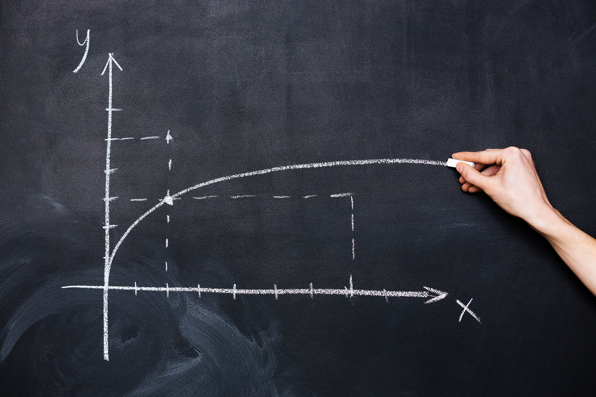 hand drawing graph of mathematical function parabola on blackboa