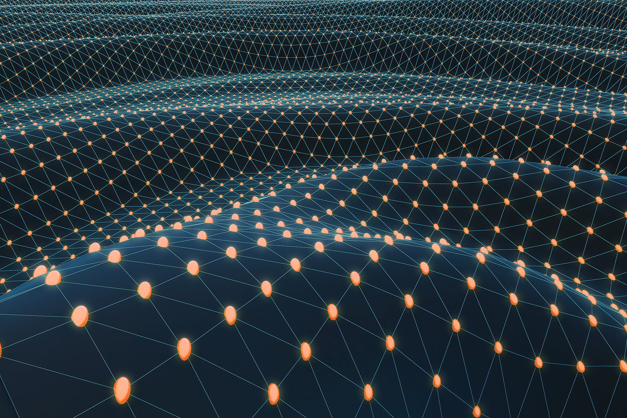 an imaginary 3d rendering of a network system with geometric nod