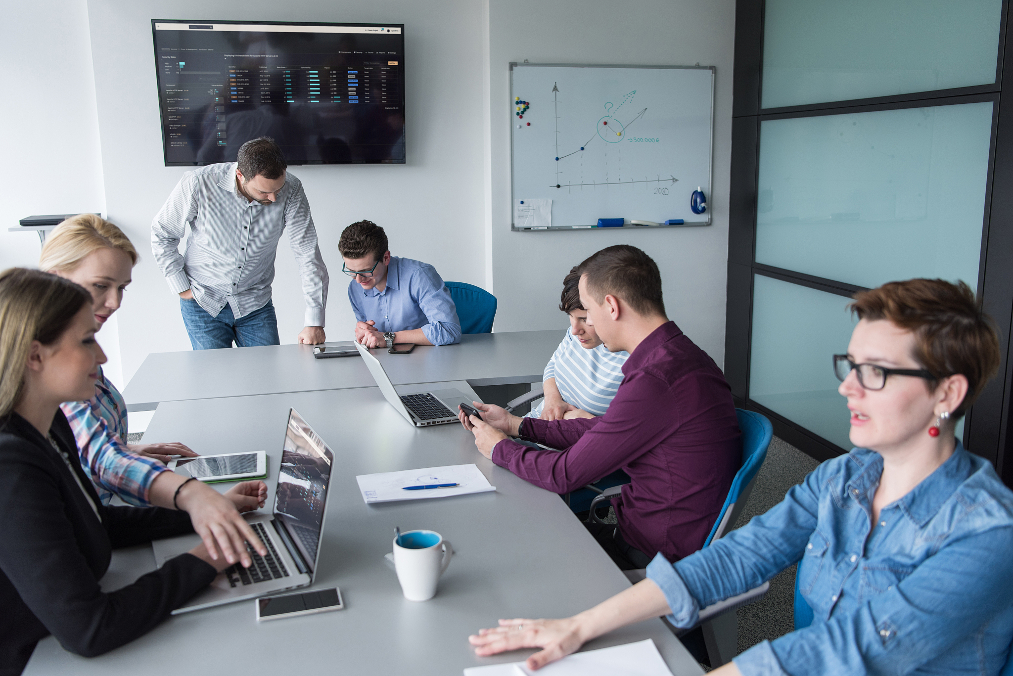 business team meeting in modern start up office and branistormin