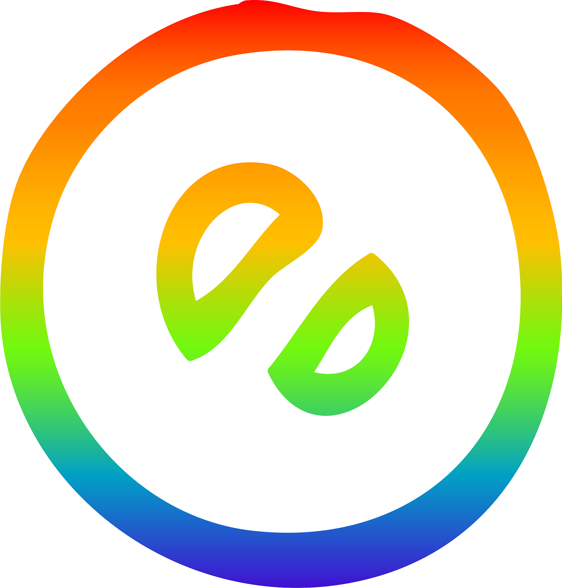 rainbow gradient line drawing cartoon number 0
