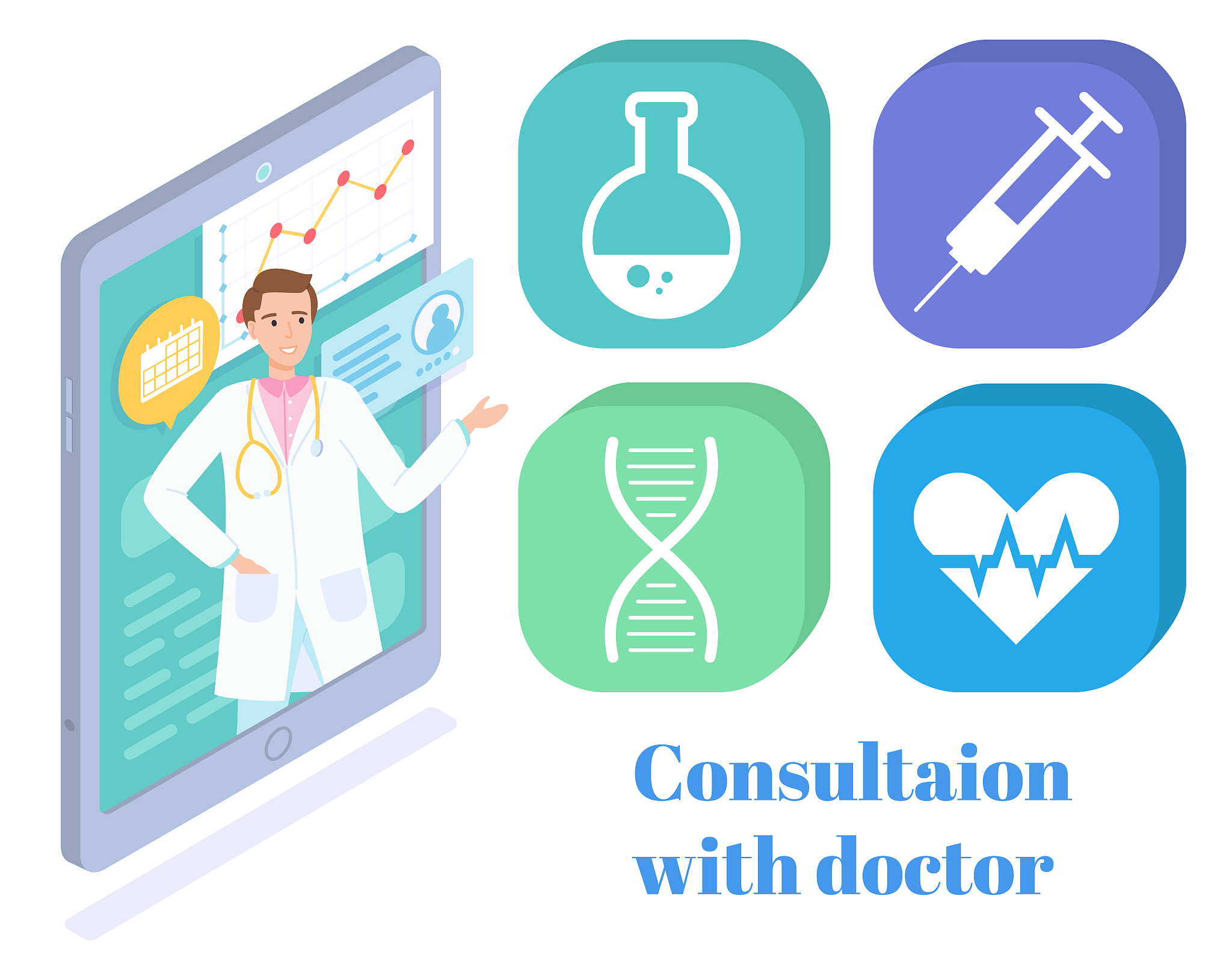 online medical consultation with doctor concept vector illustrat