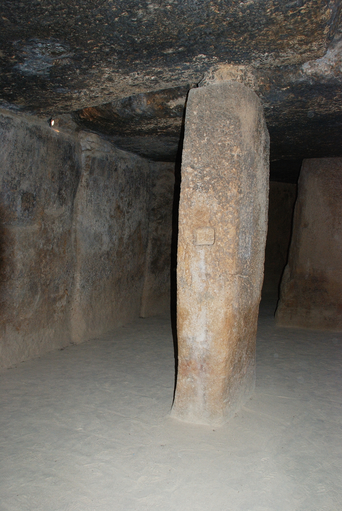interior columns of the dolmen de menga, the dolmens, antequera,