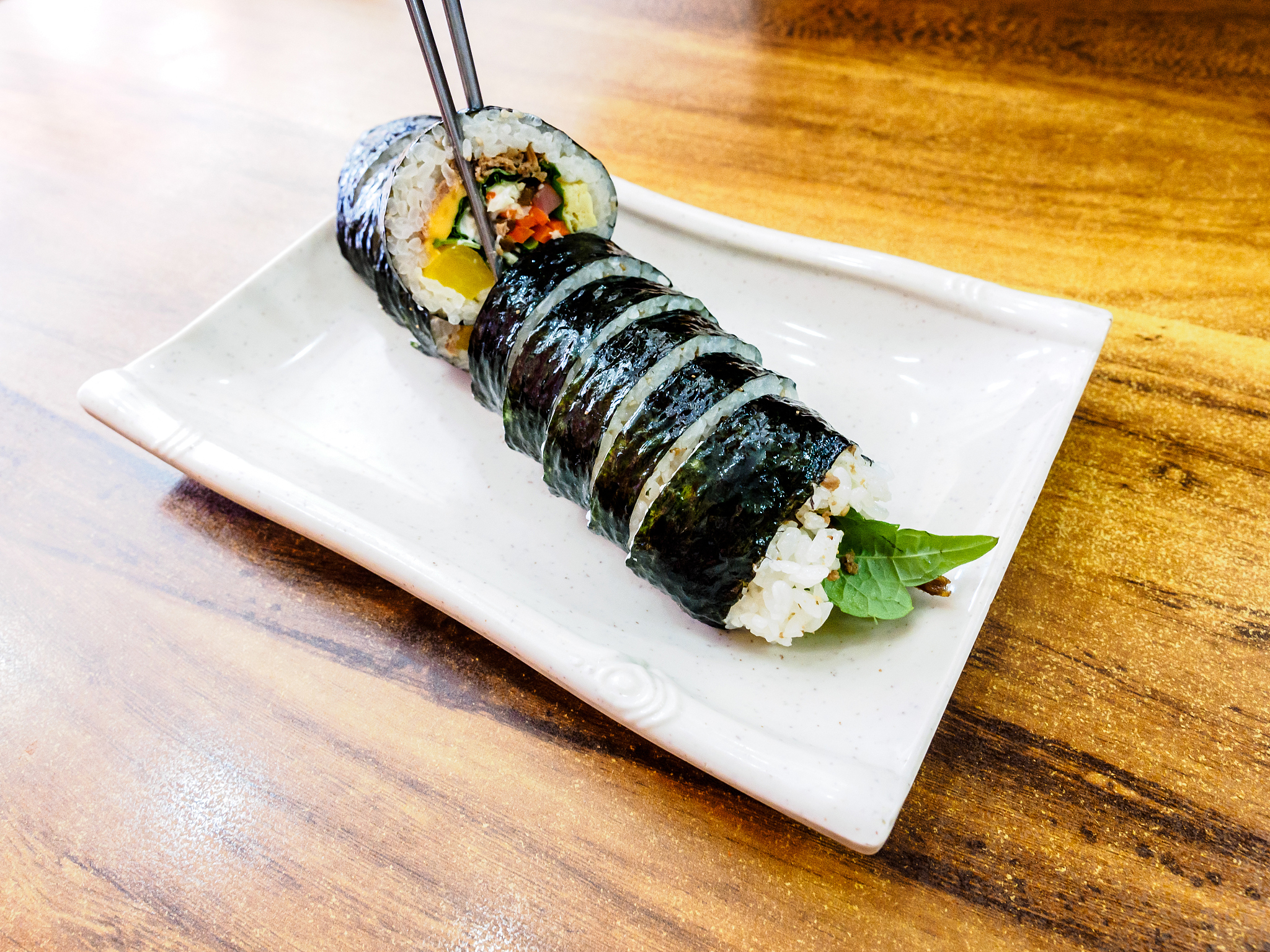 kimbap (gimbap) is the most popular korean food. seoul, south ko