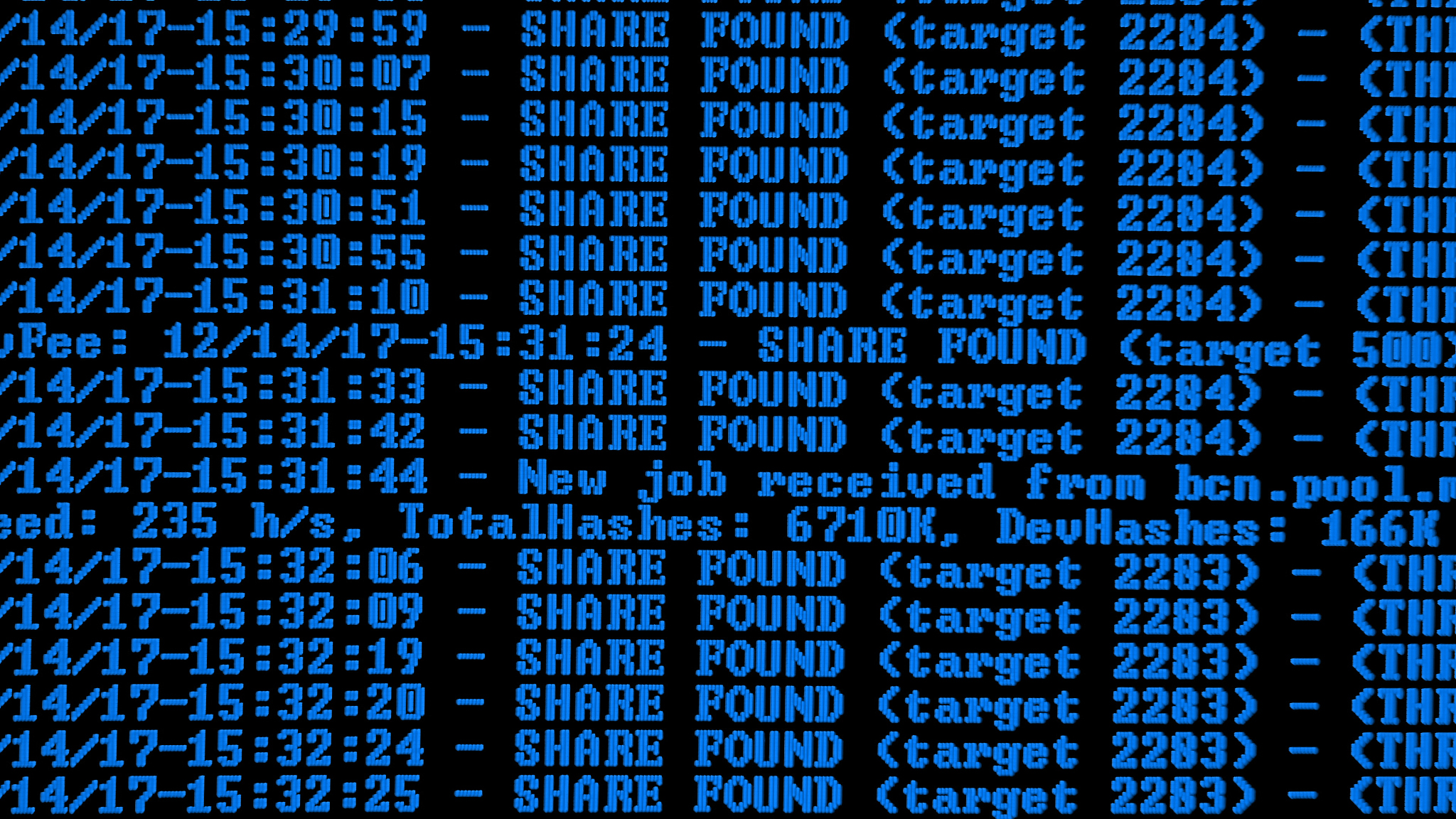 mining cryptocurrency process program on display pc. using softw