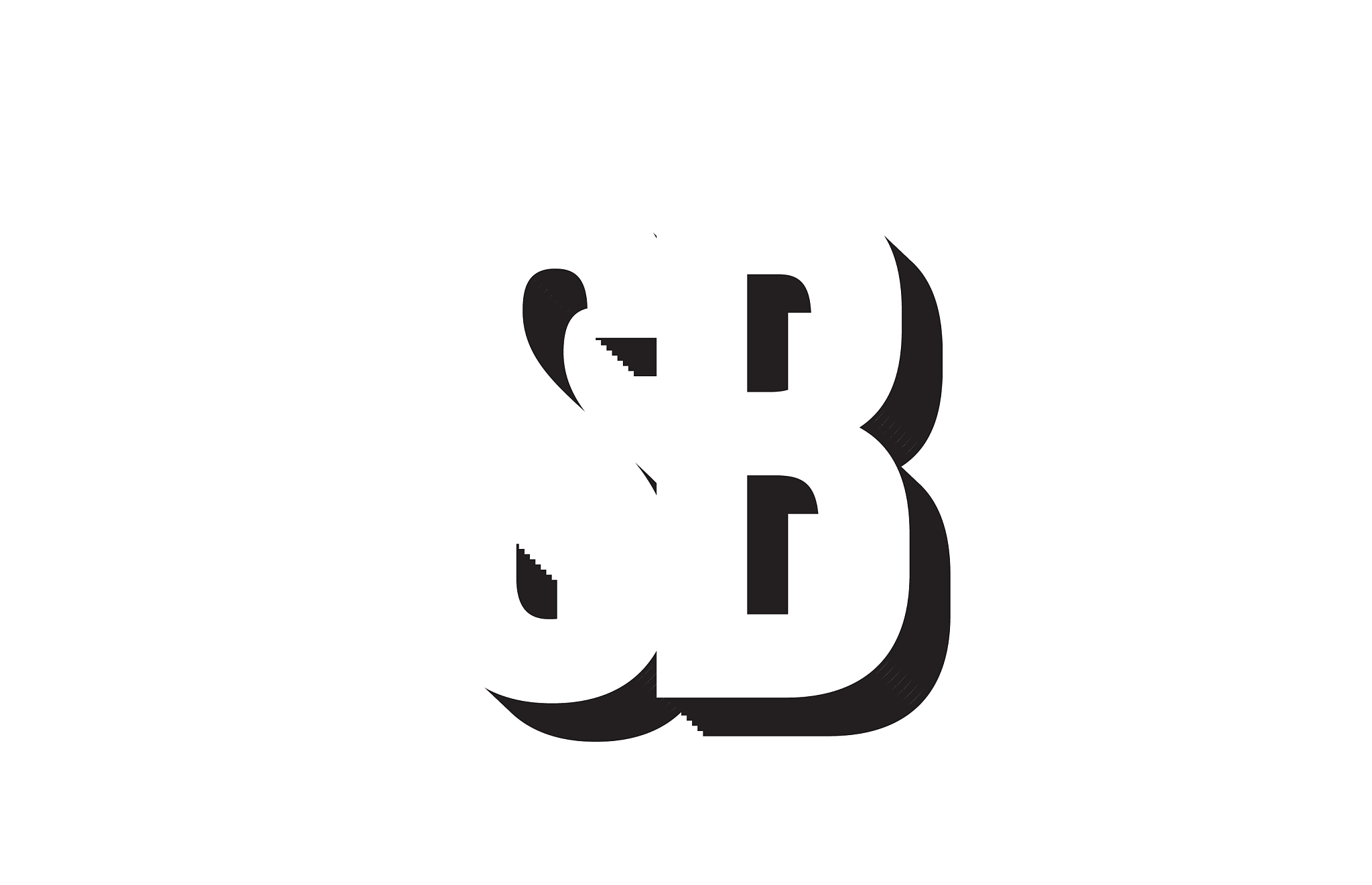 black and white sb s b alphabet letter logo