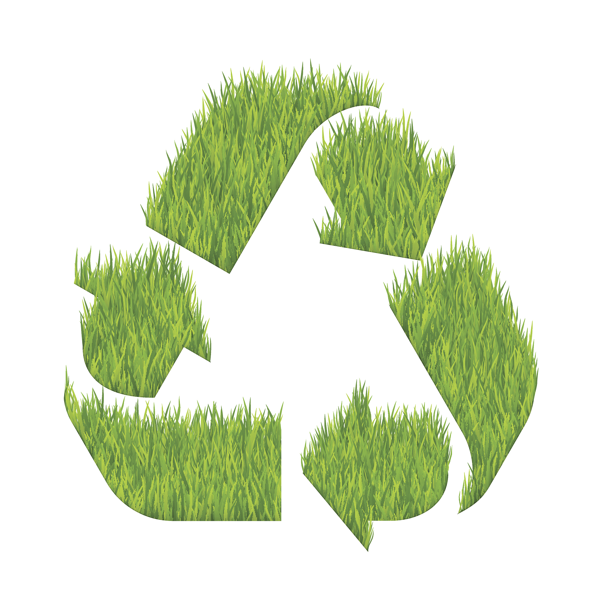 recycle sign made with green grass. vector illustration.