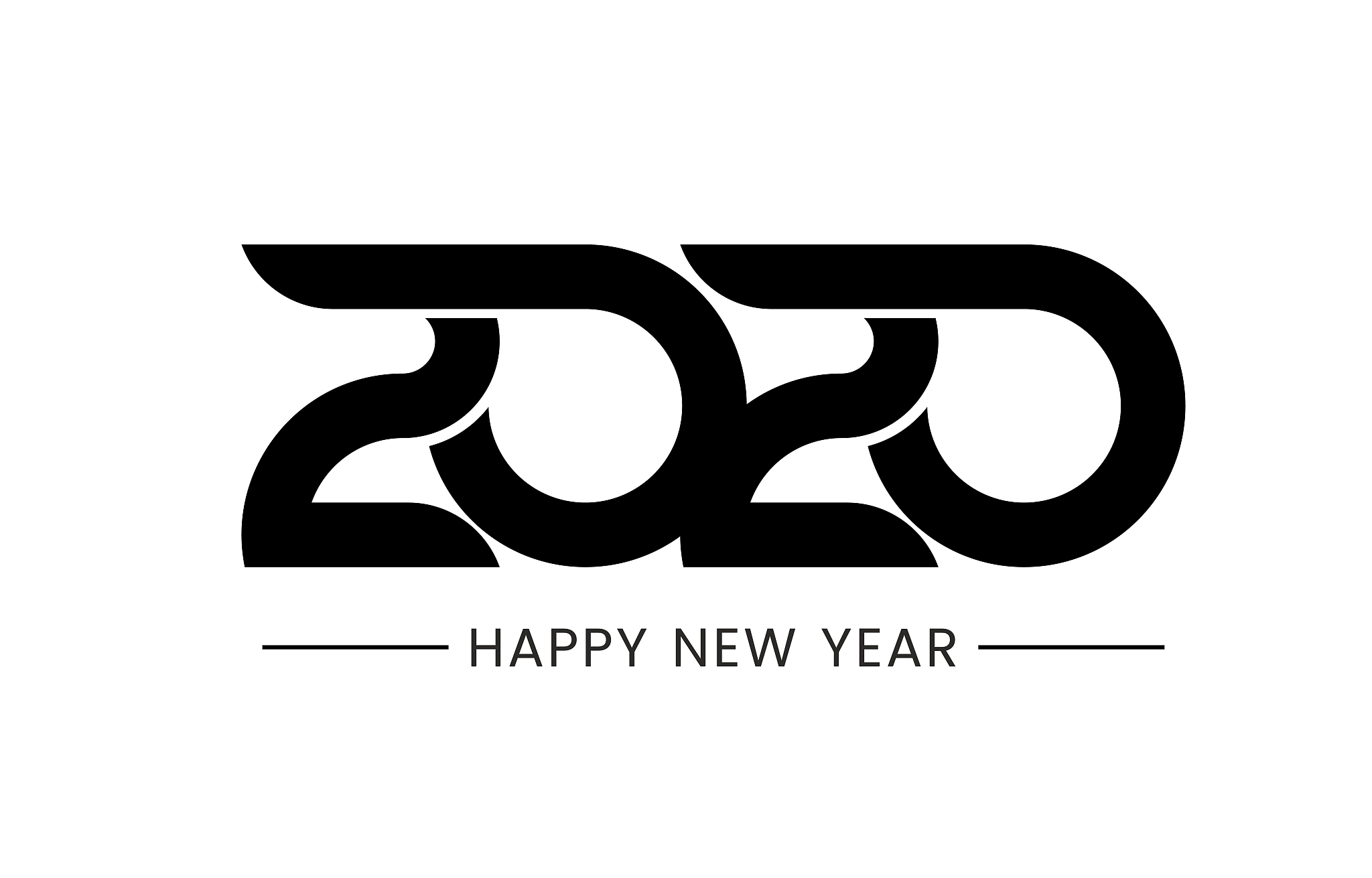 2020 logo design. happy new year text. isolated on white backgro
