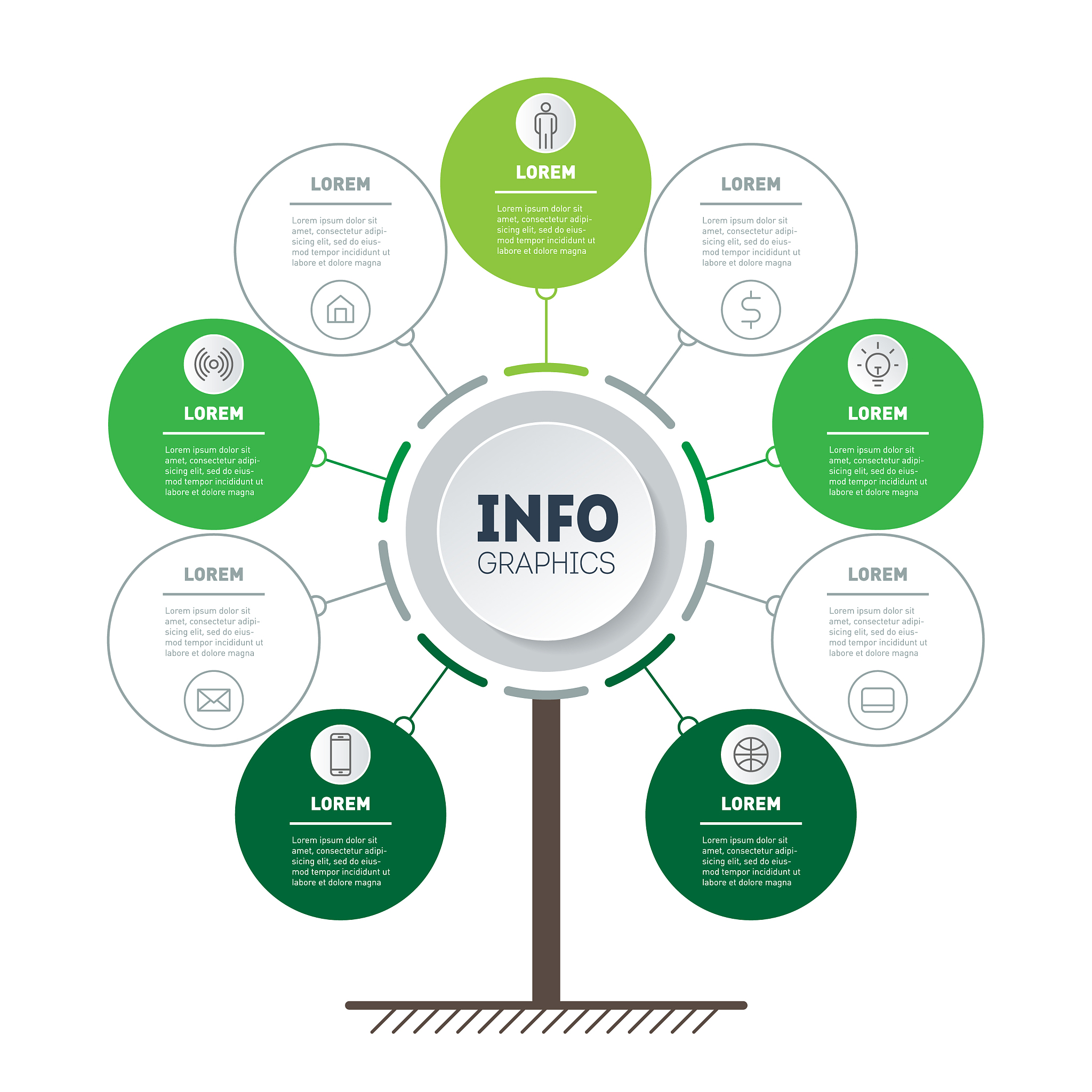 vertical timeline infographics tree of