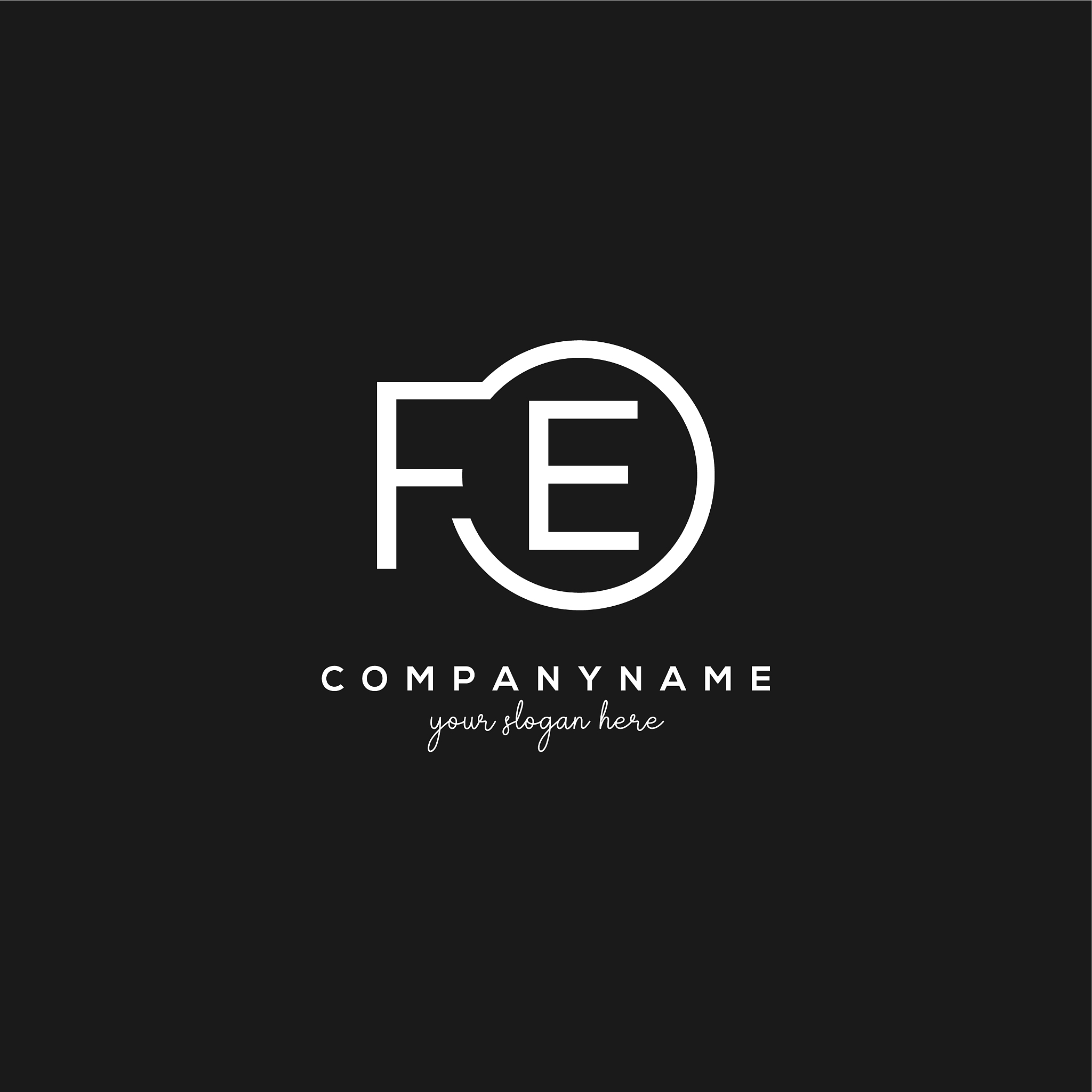 initial fe letter logo with circle template