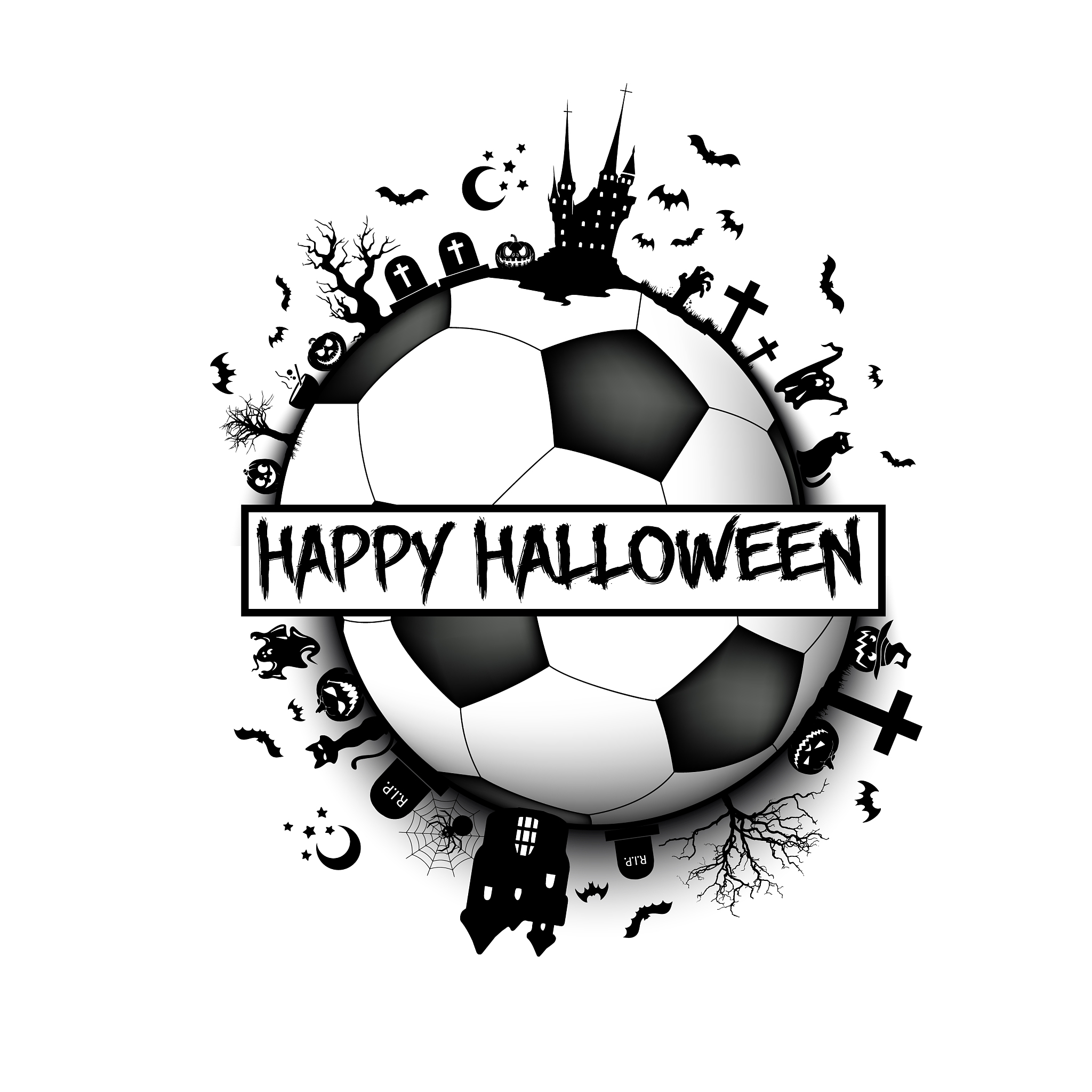happy halloween and soccer ball
