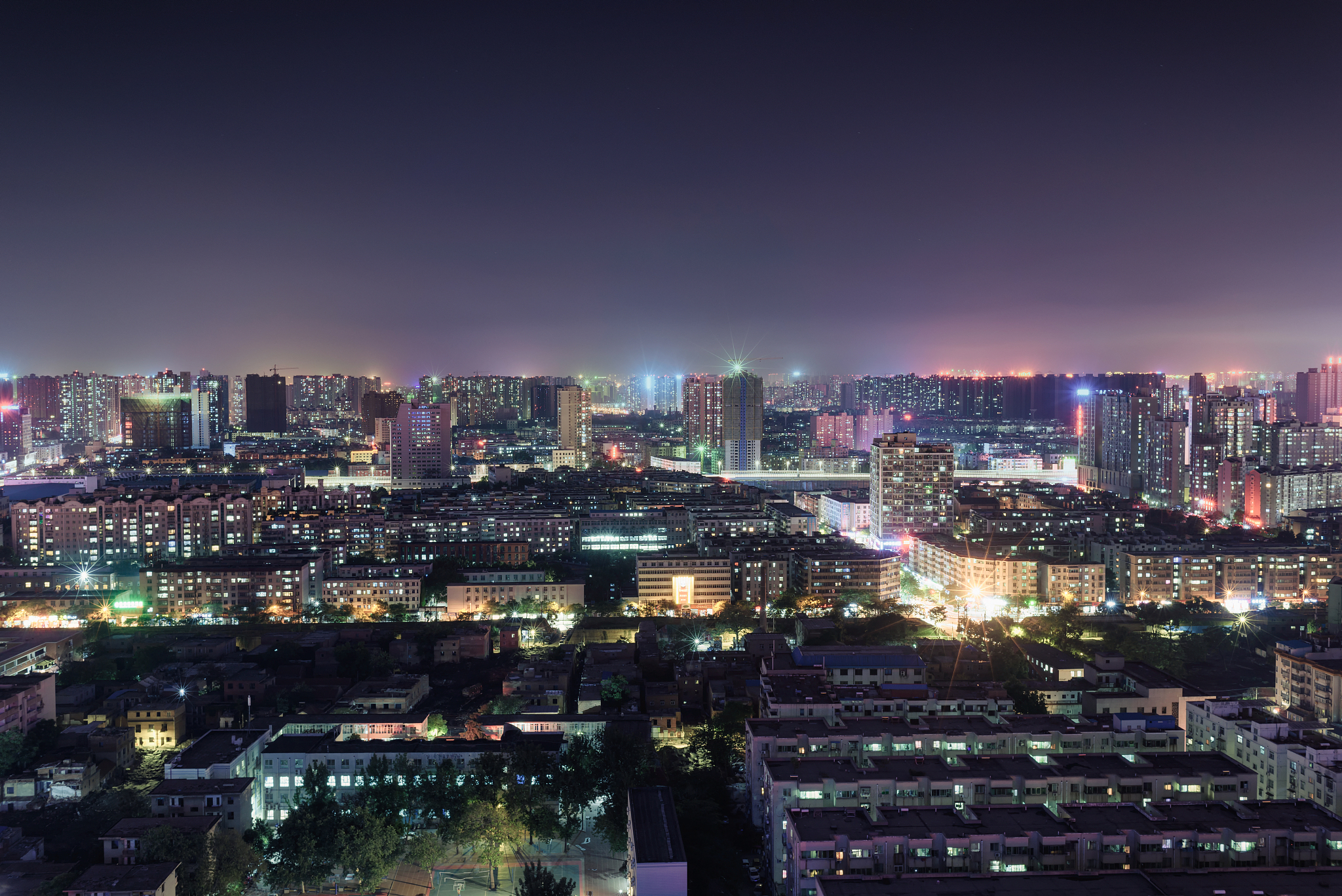 亚洲中国河南省郑州市城市夜景
