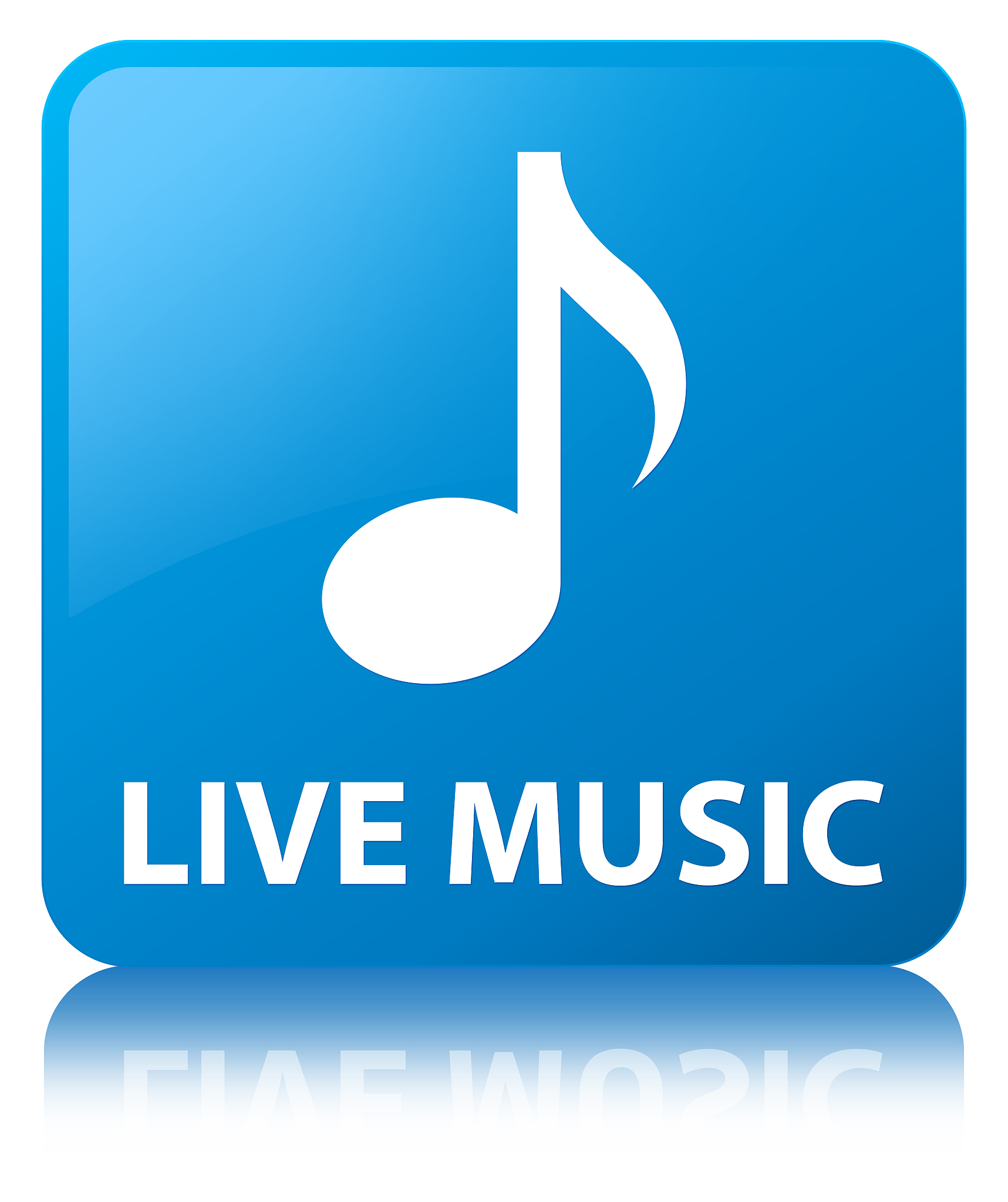 live music cyan blue square button