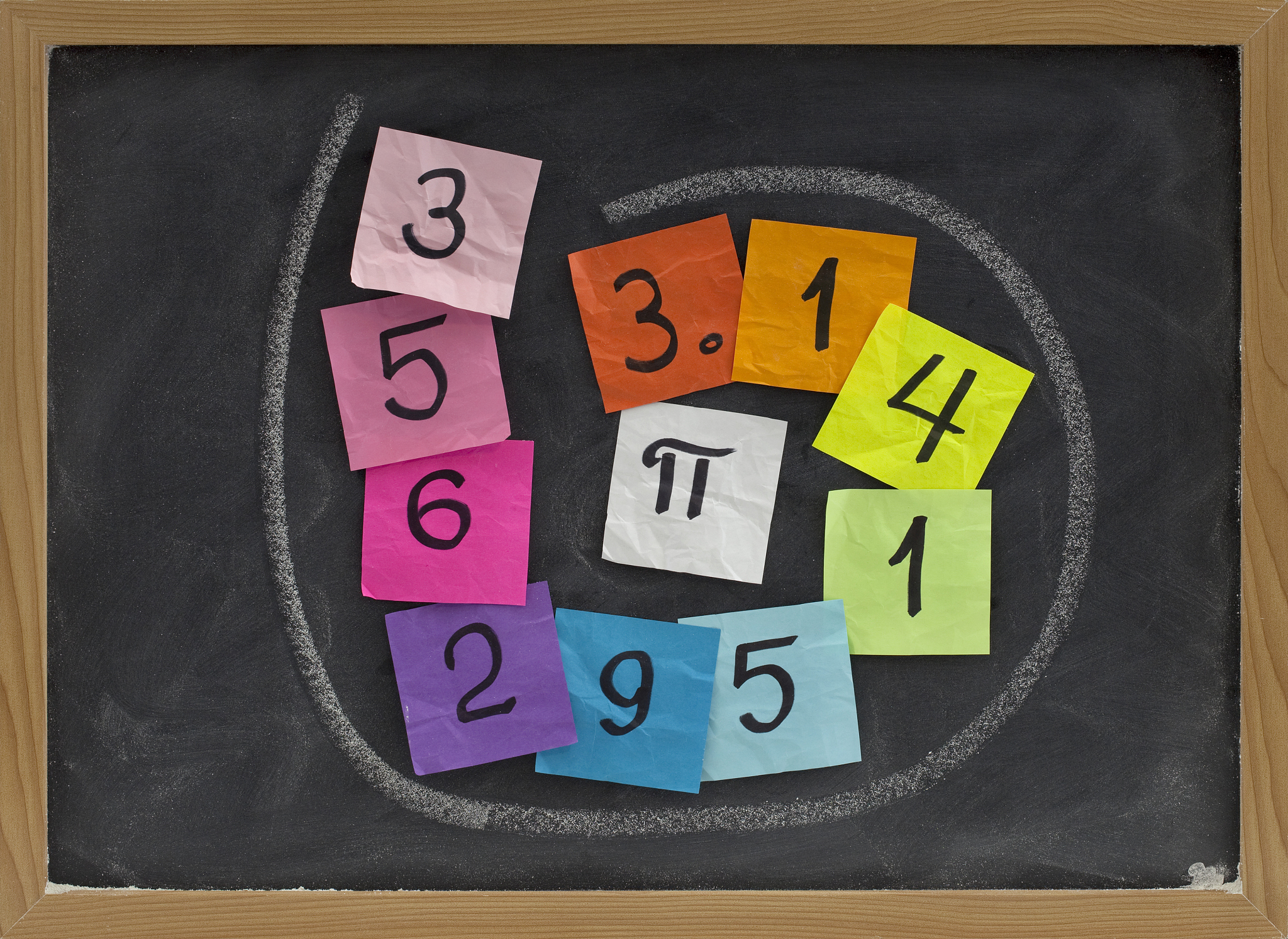 number pi on a blackboard
