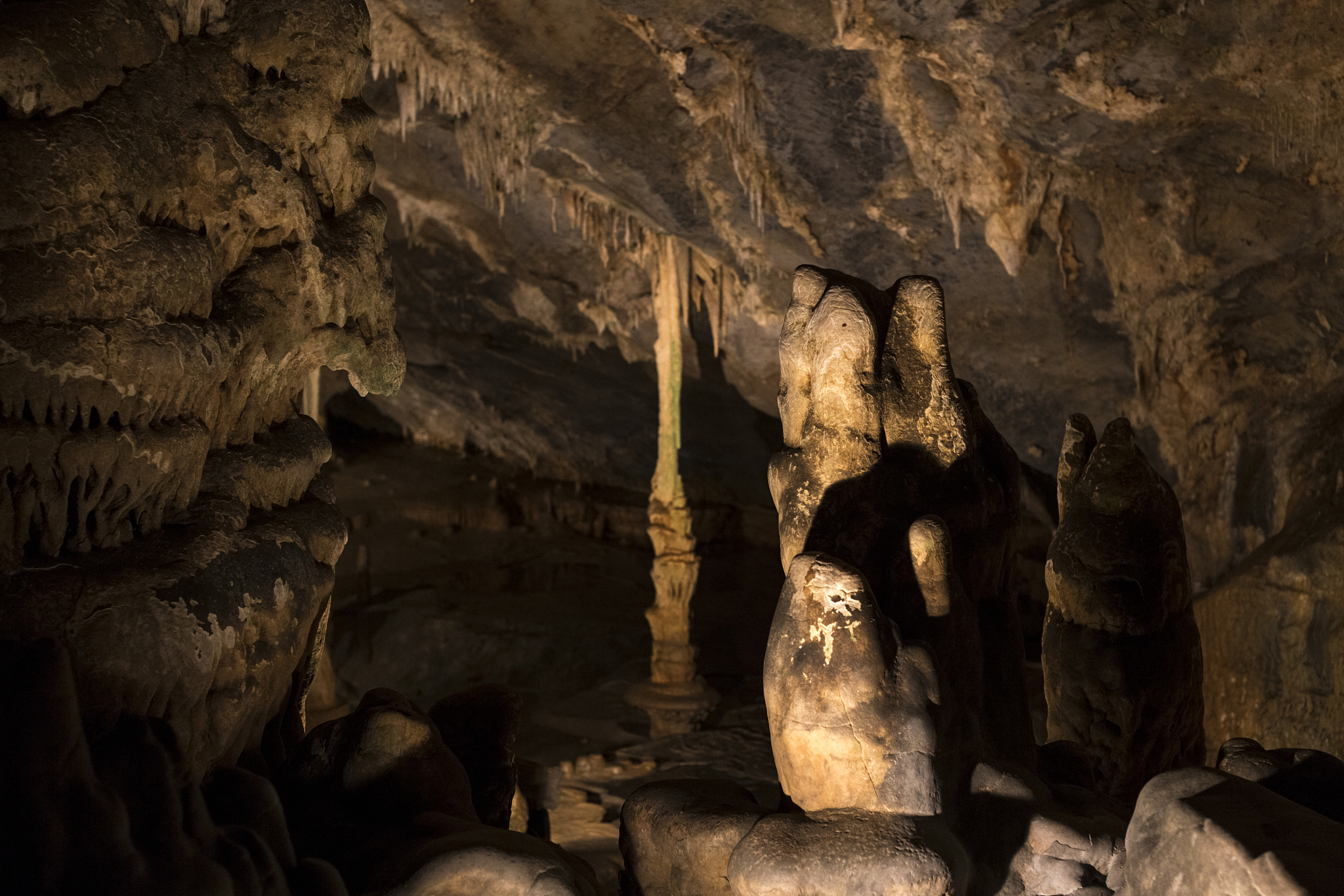 stalagmites and stalactite.  toirano caverns national park,    i