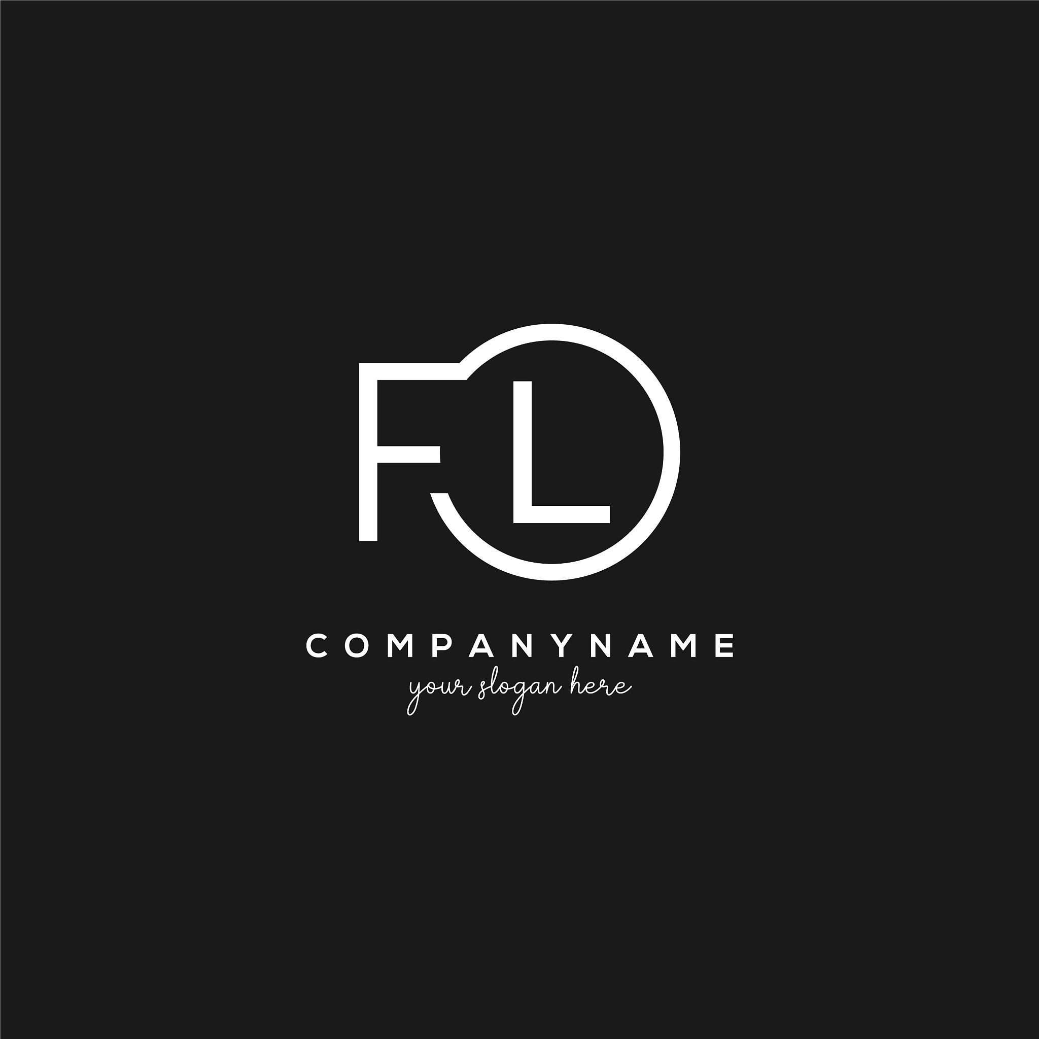 initial fl letter logo with circle template