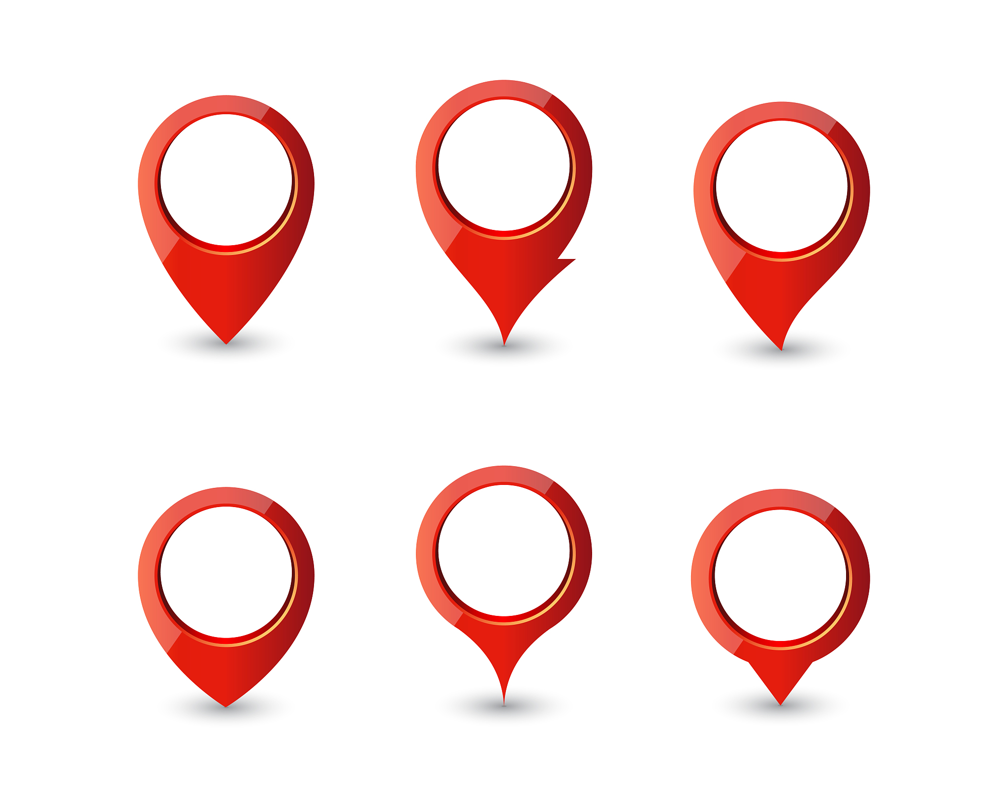 set of various points on the map for web sites