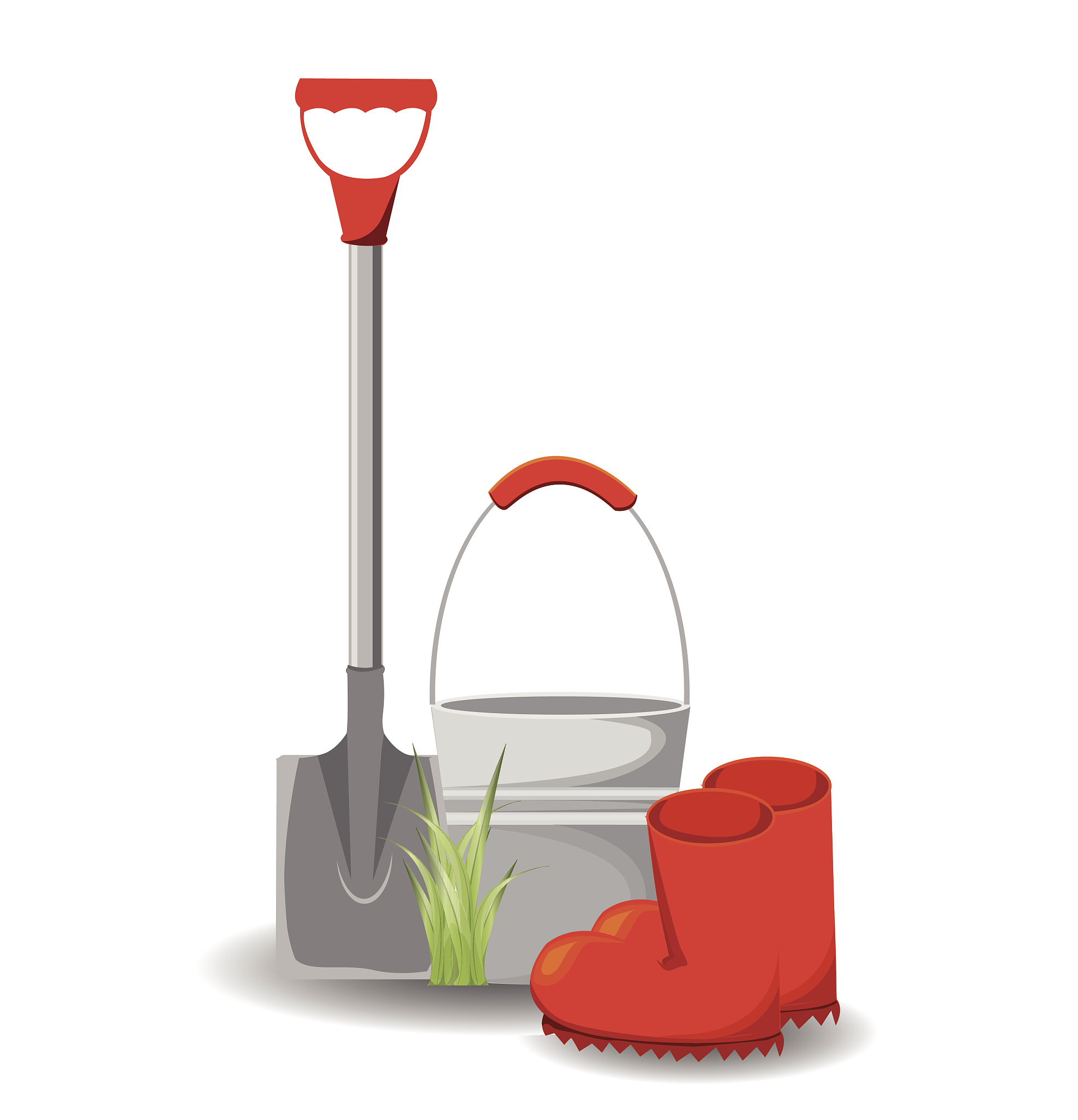 set of garden tools on white