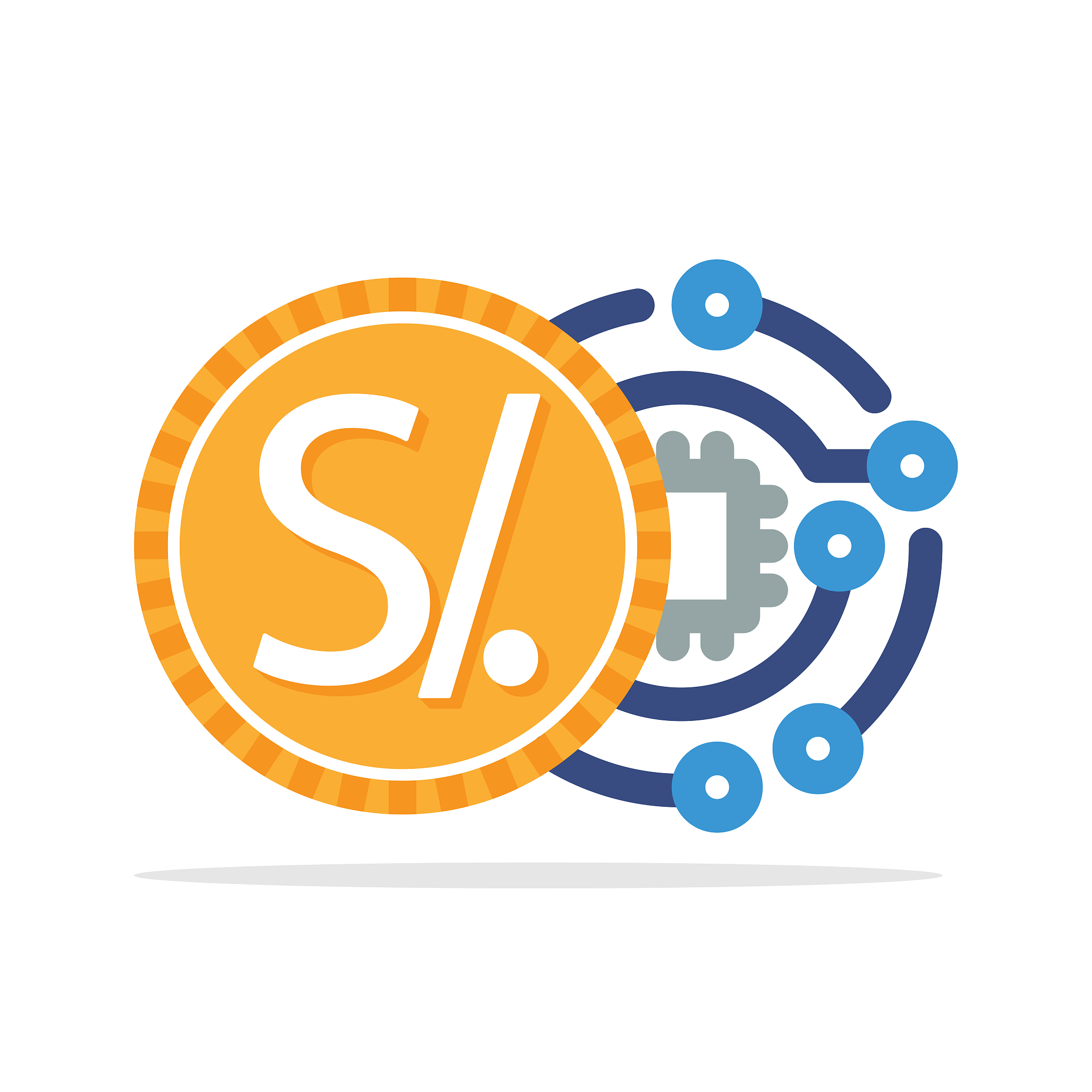 illustrated icon with the concept of a digital money transaction