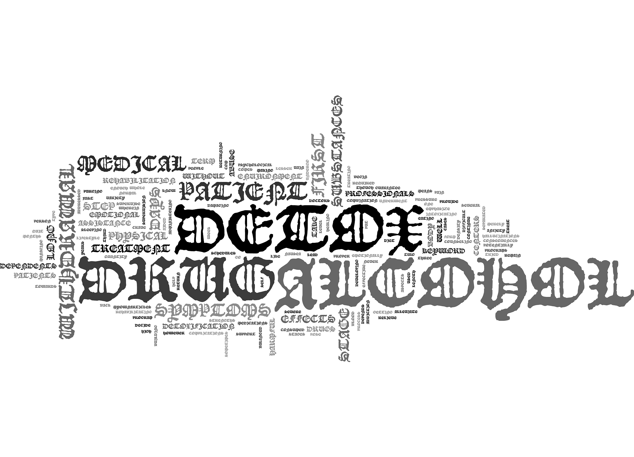 alcohol and drug detox text word cloud concept