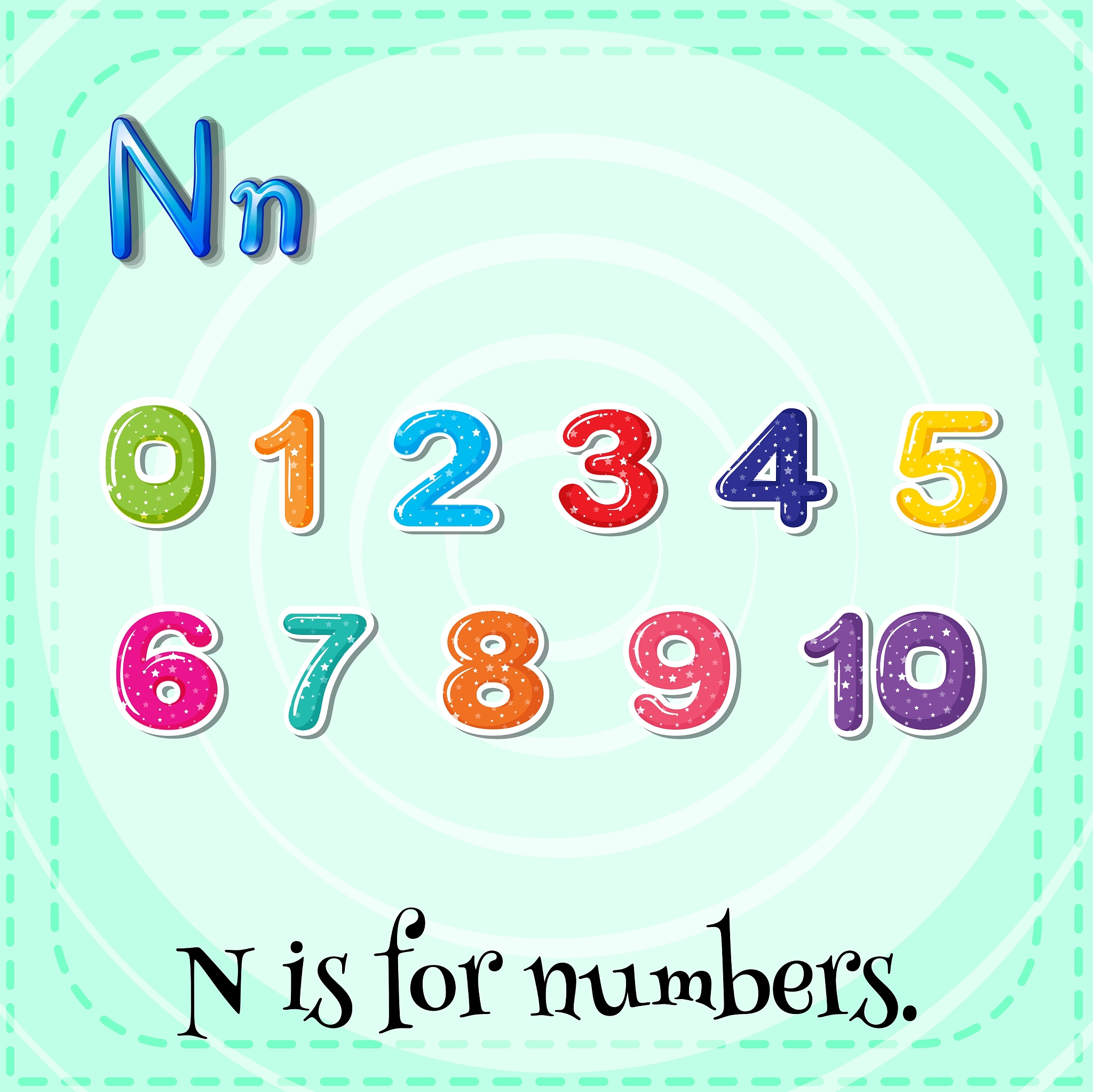 flashcard n is for numbers
