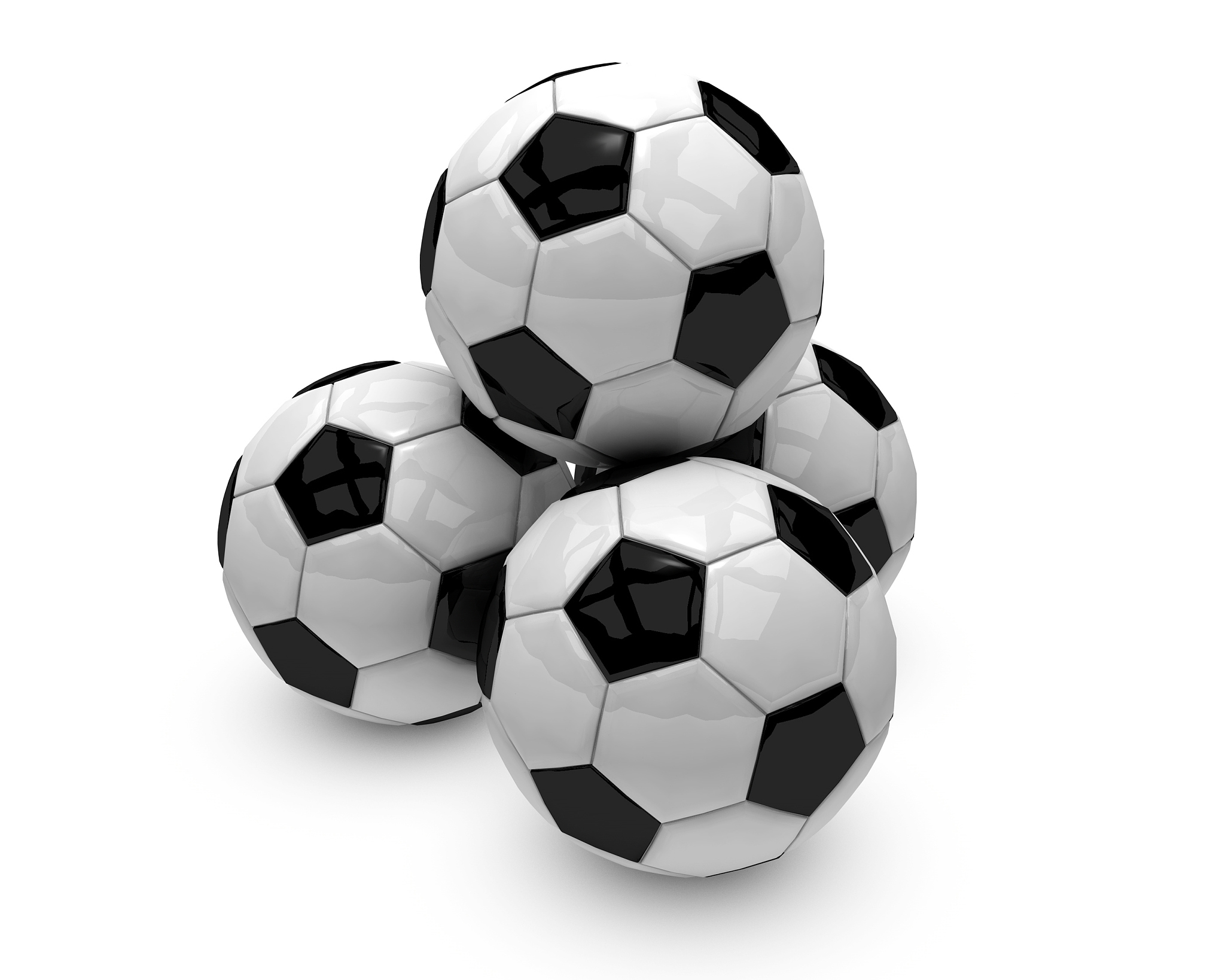 four soccer balls