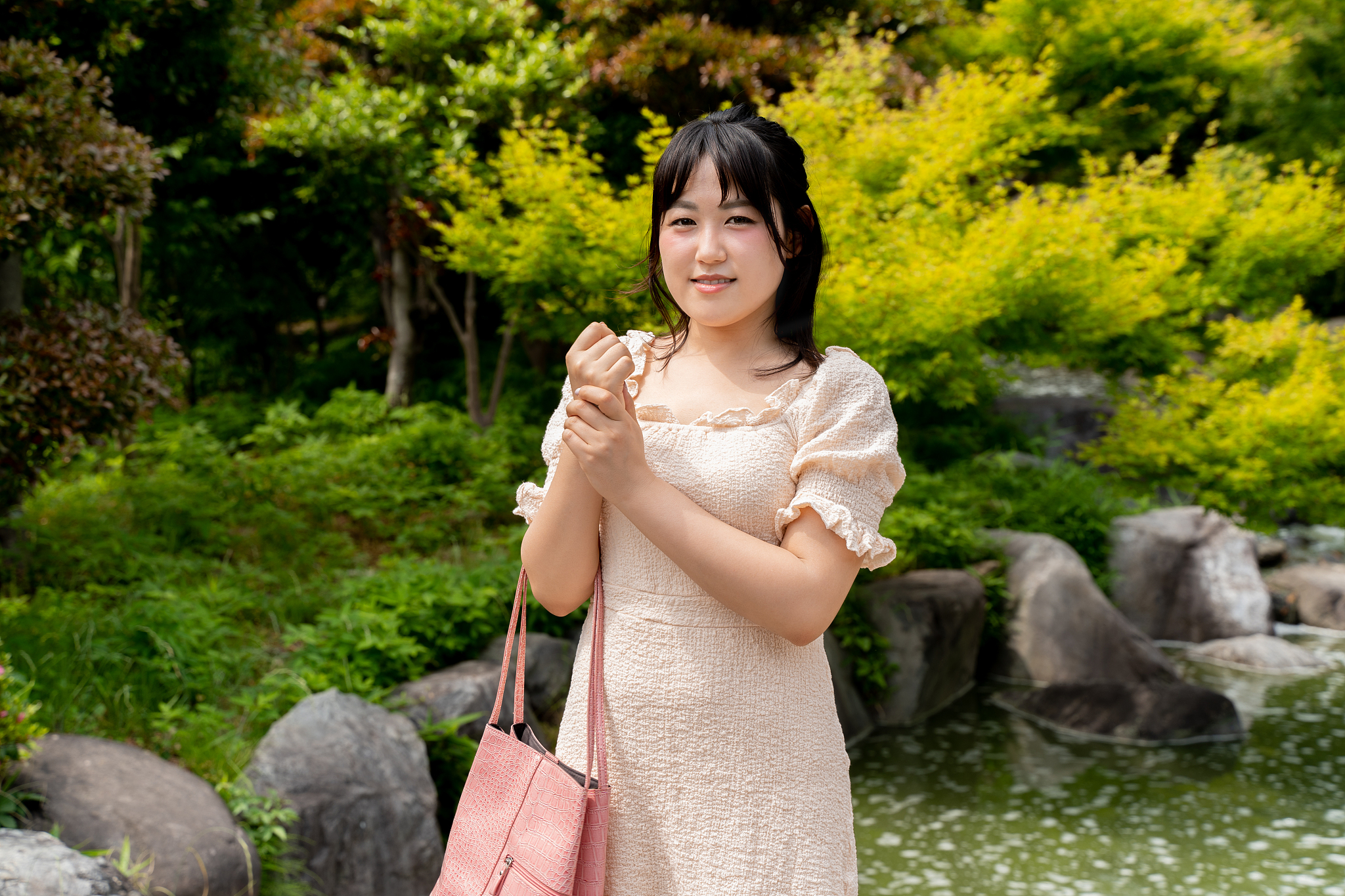 female college student on campus