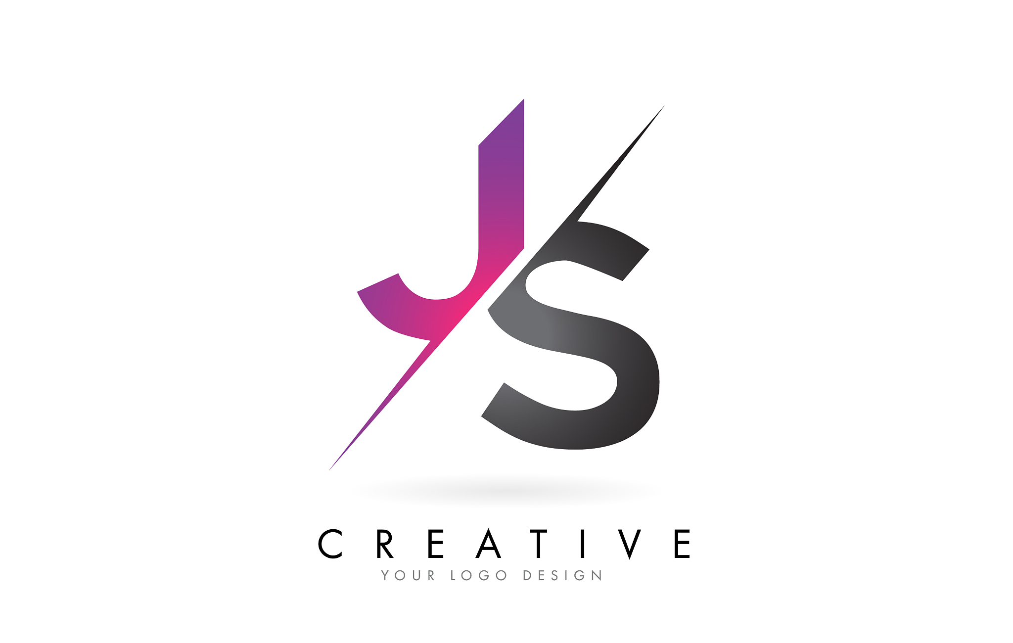 js j s letter logo with color block design and