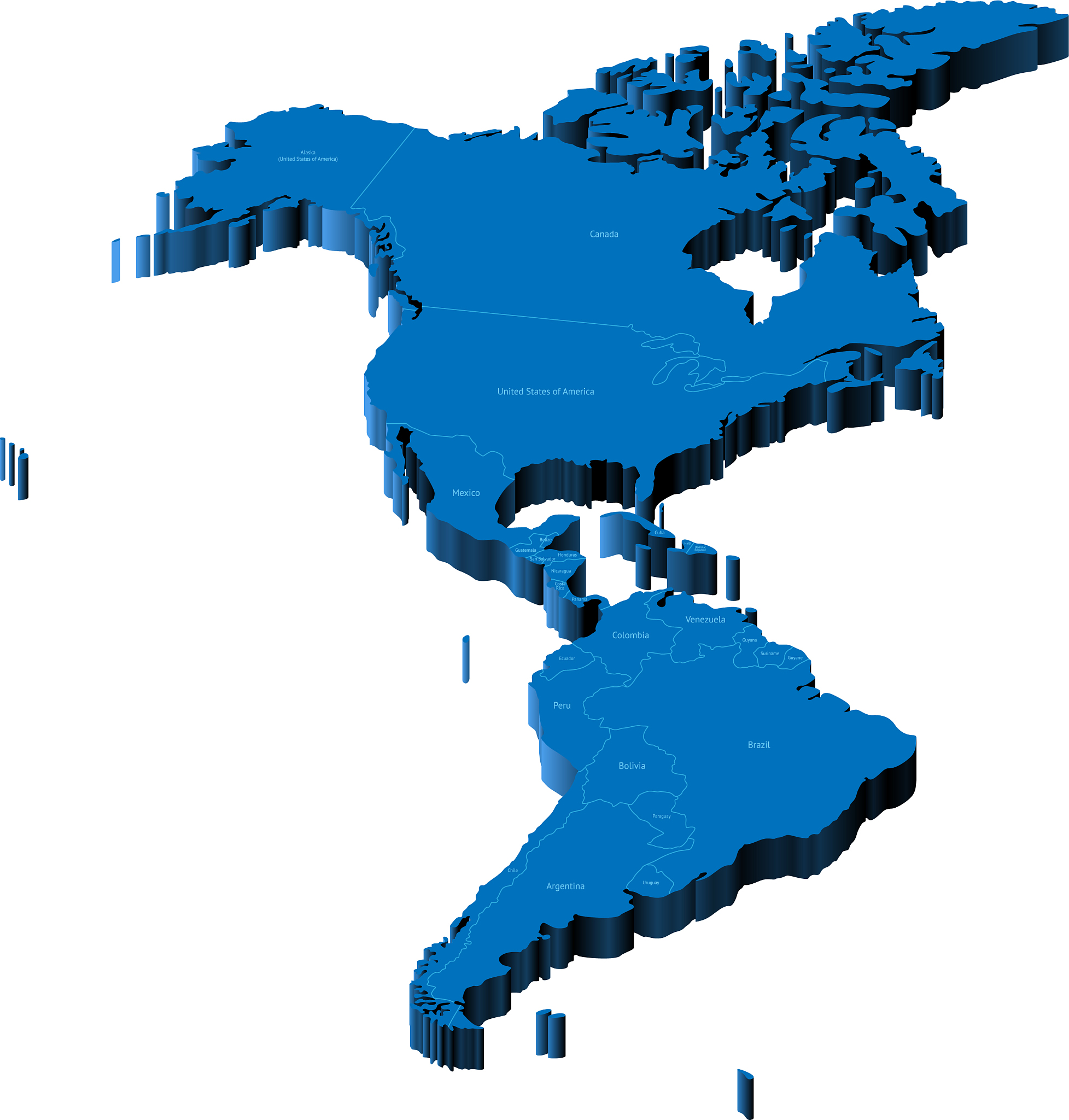 3d map of americas