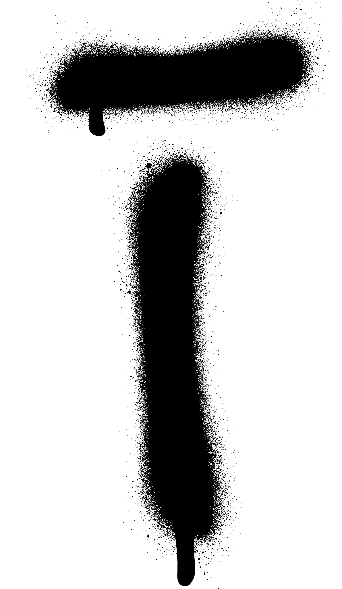 sprayed i font graffiti with leak in black