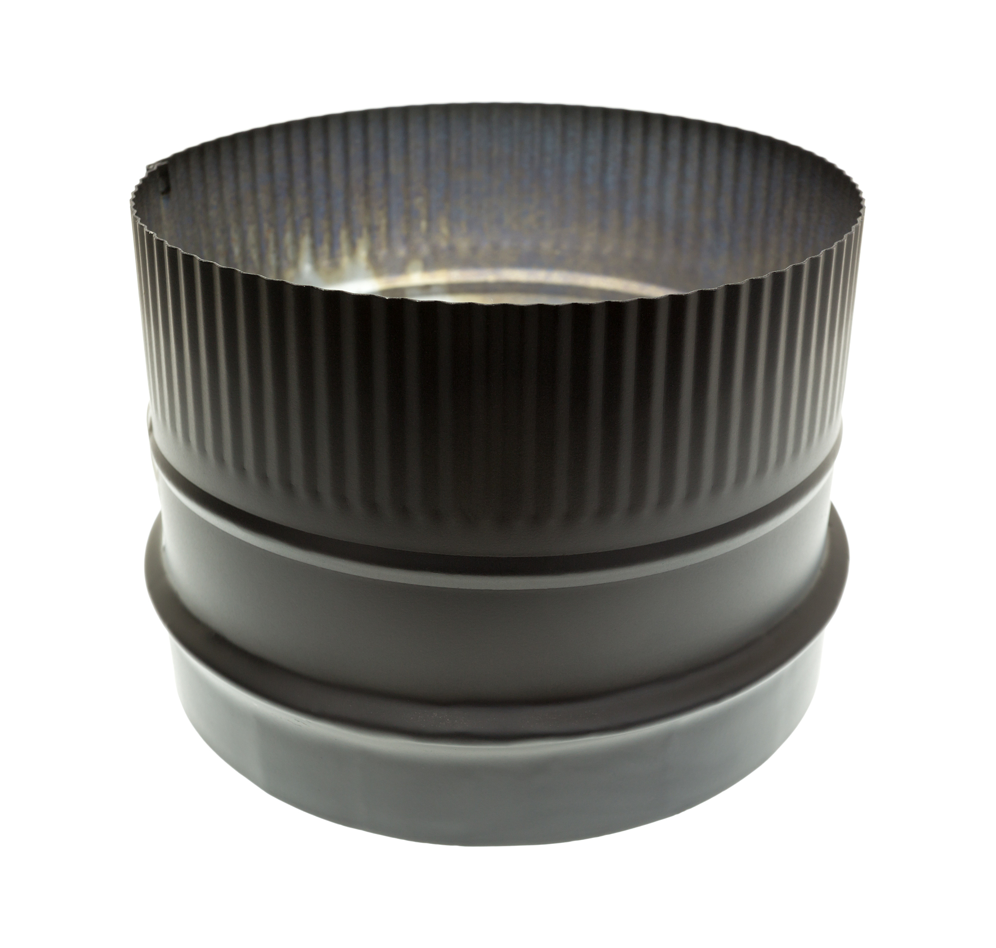 black stove pipe adapter on white background