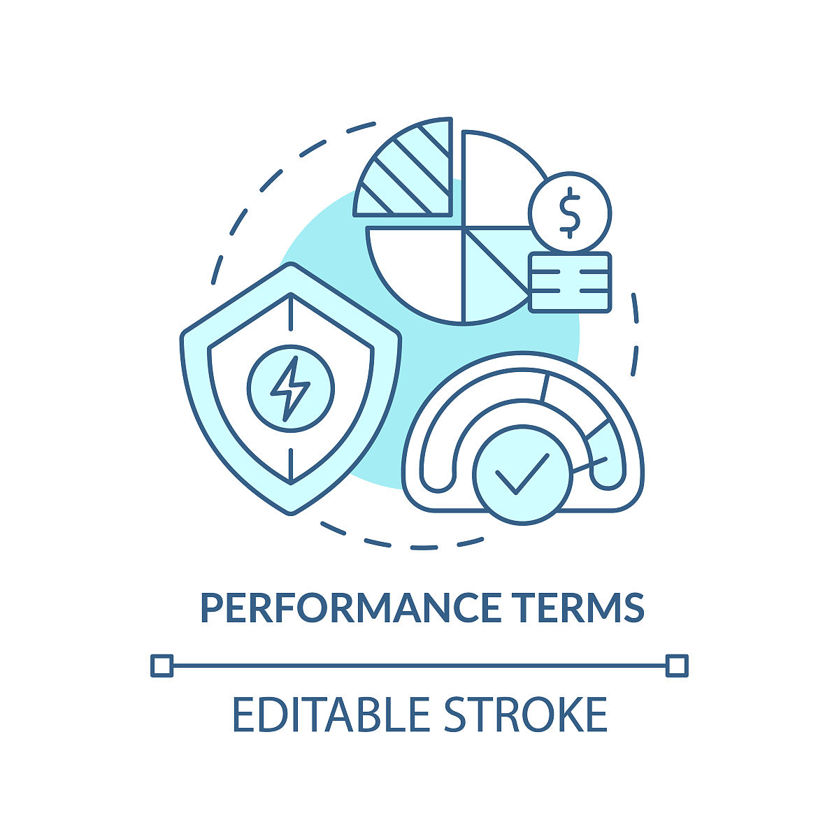 性能<strong>术语</strong>绿松石概念图标