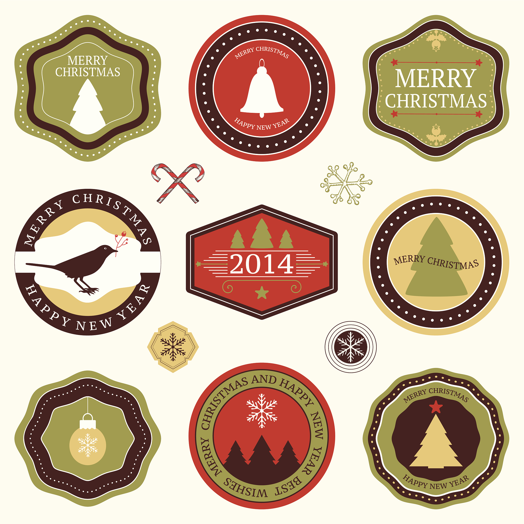 vector collection of christmas and new year's stickers