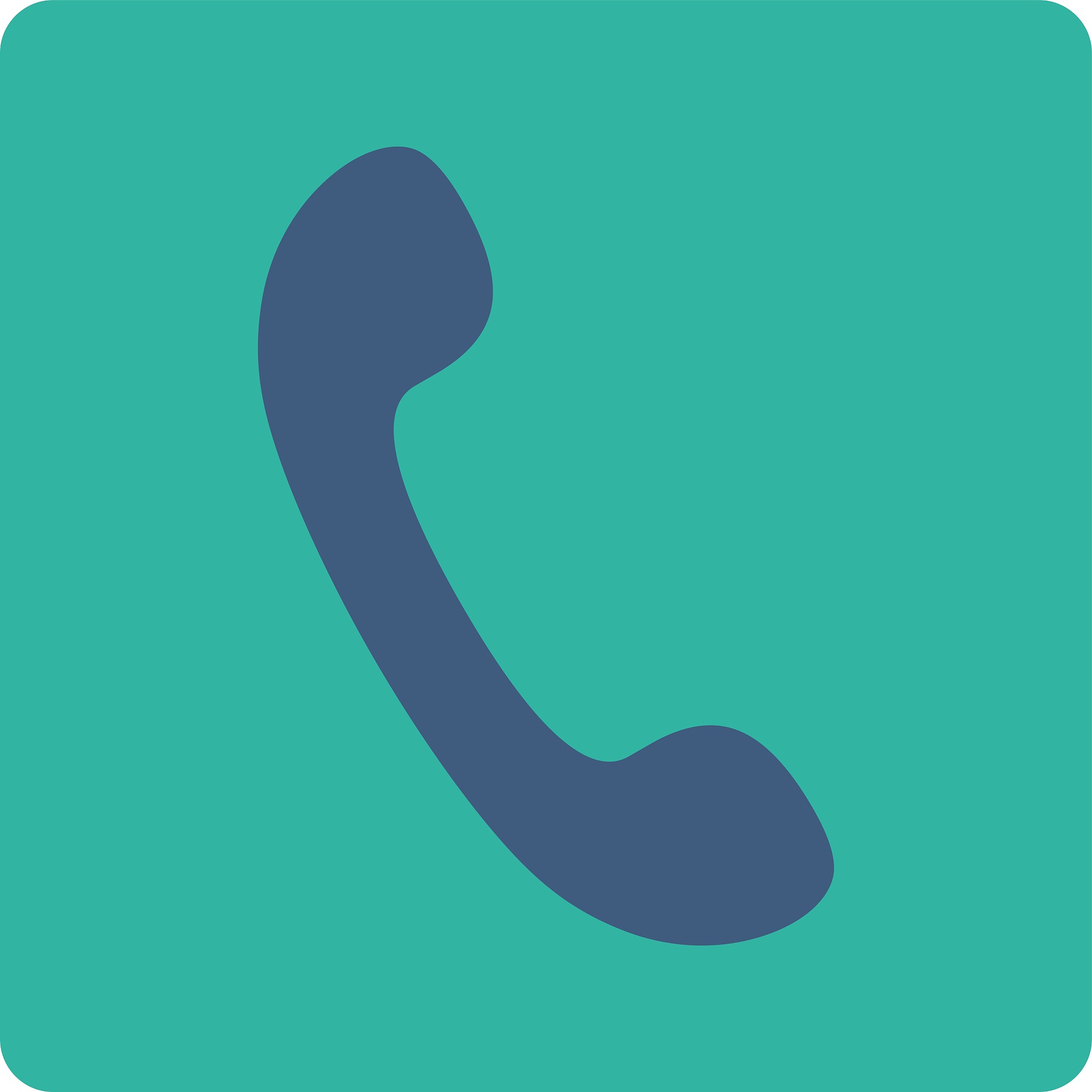 phone flat cobalt and cyan colors rounded button